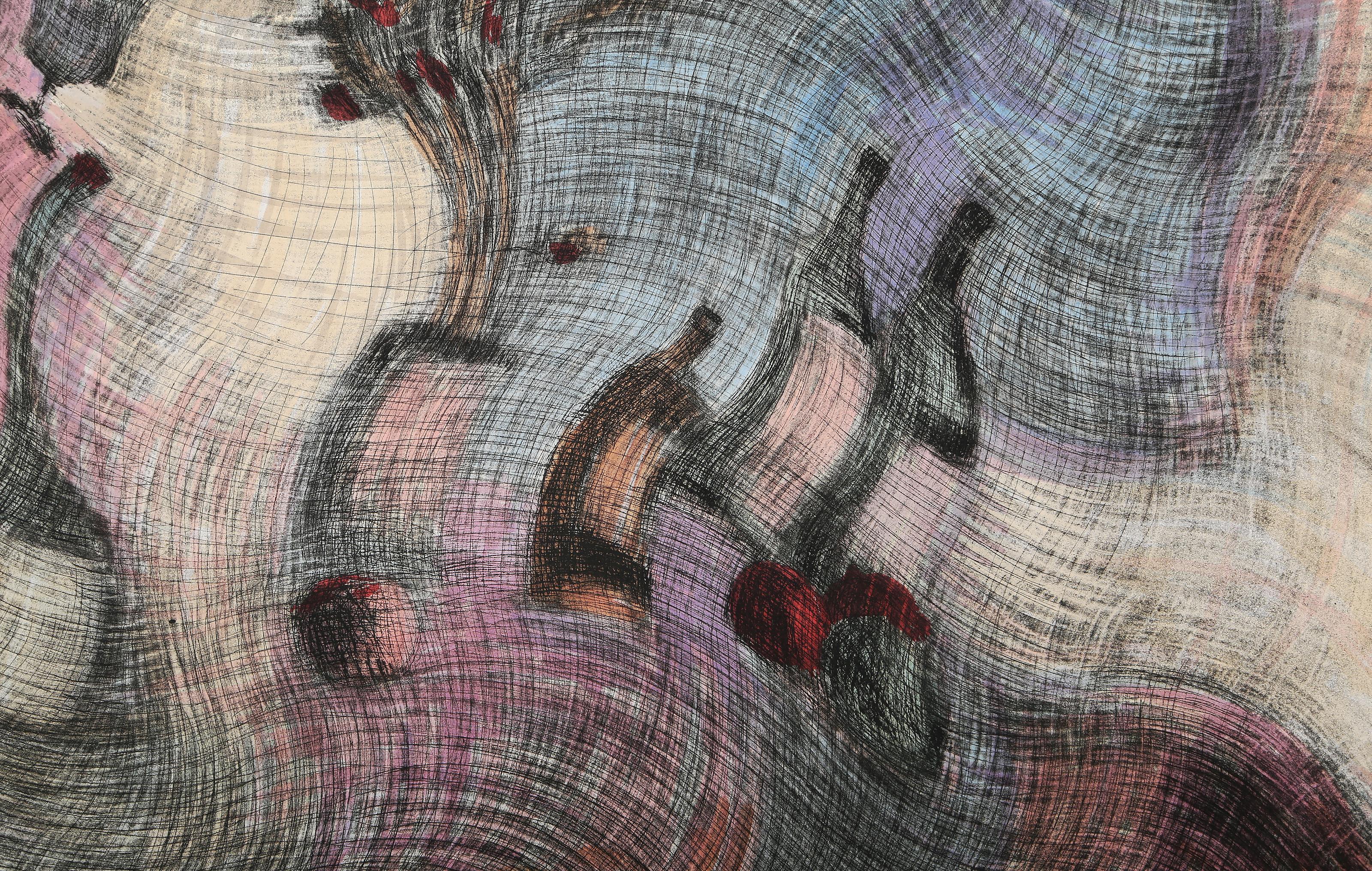 Still Life #2, Hand-Colored Abstract Still Life by Juan Manuel Gomez-Quiroz For Sale 1