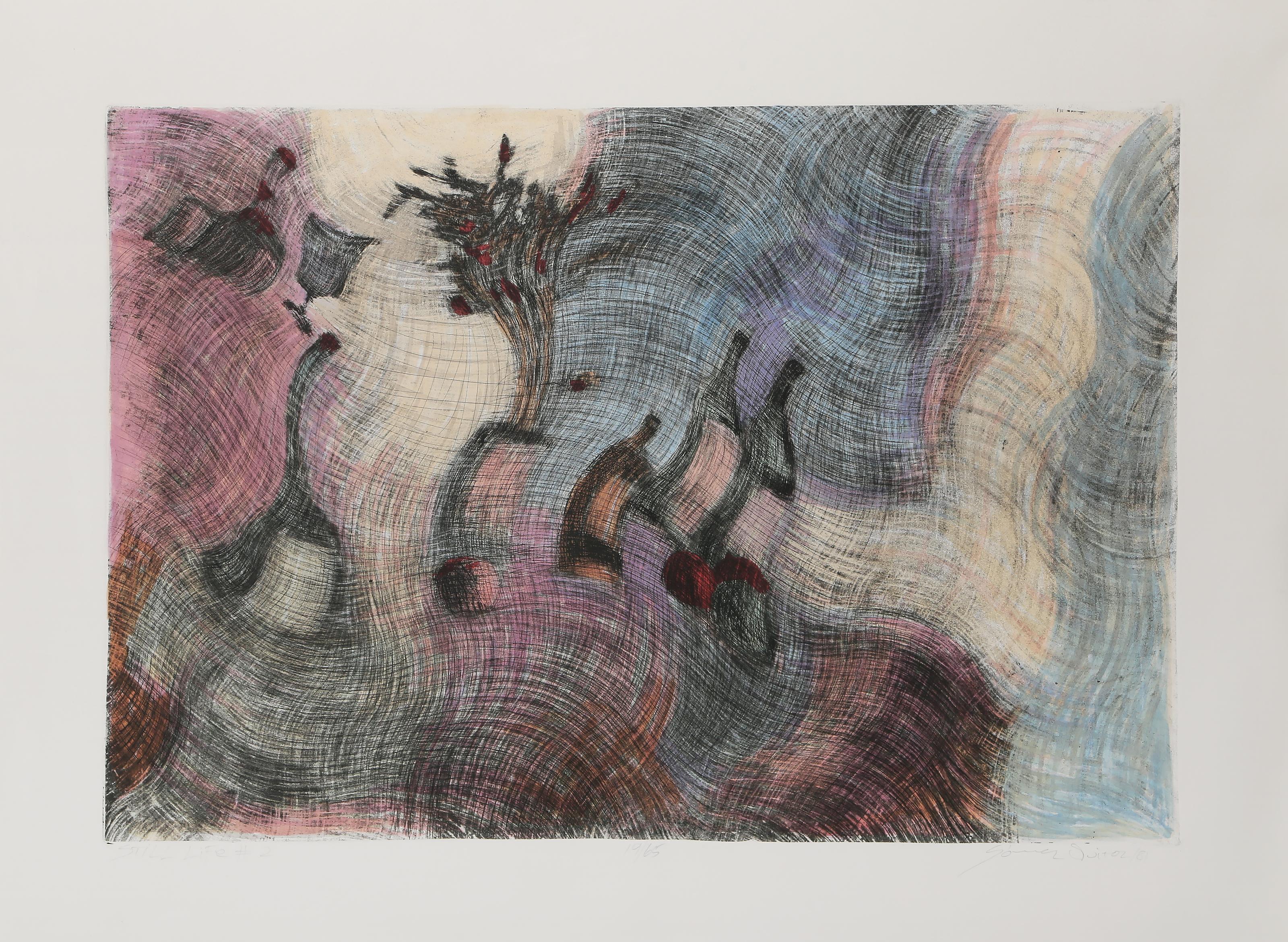 Still Life #2, Hand-Colored Abstract Still Life by Juan Manuel Gomez-Quiroz For Sale 2