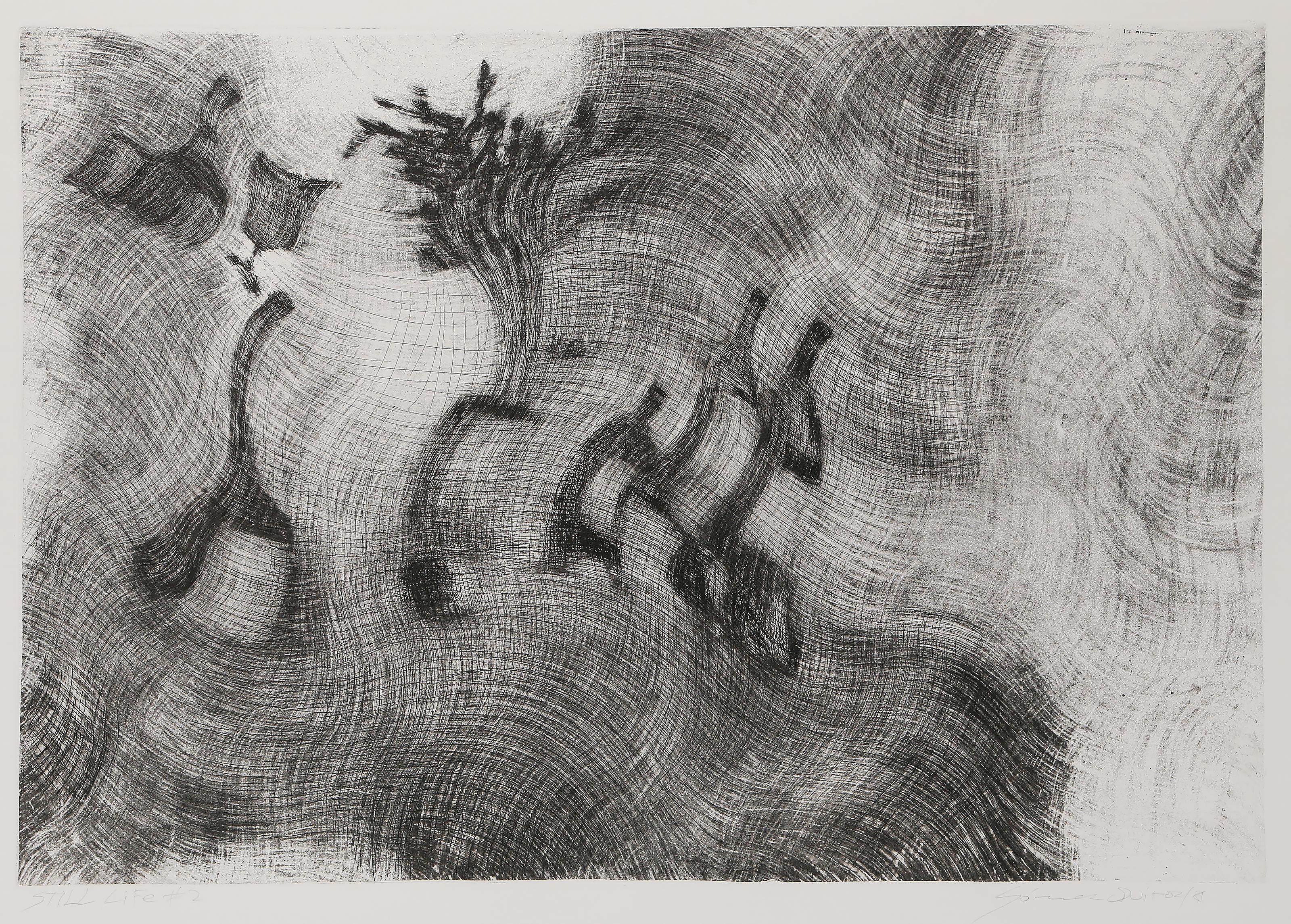 Still Life #2, Abstract Still Life Etching by Juan Manuel Gomez-Quiroz