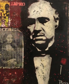  Pajares 10  Marlon Brando GAME Cinema original street art mixed media canvas 