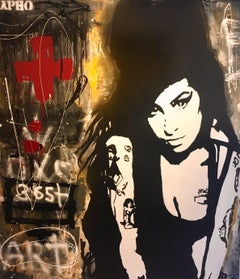 Pajares 26  Vertical Emi "CROSS" original street art Big  canvas painting