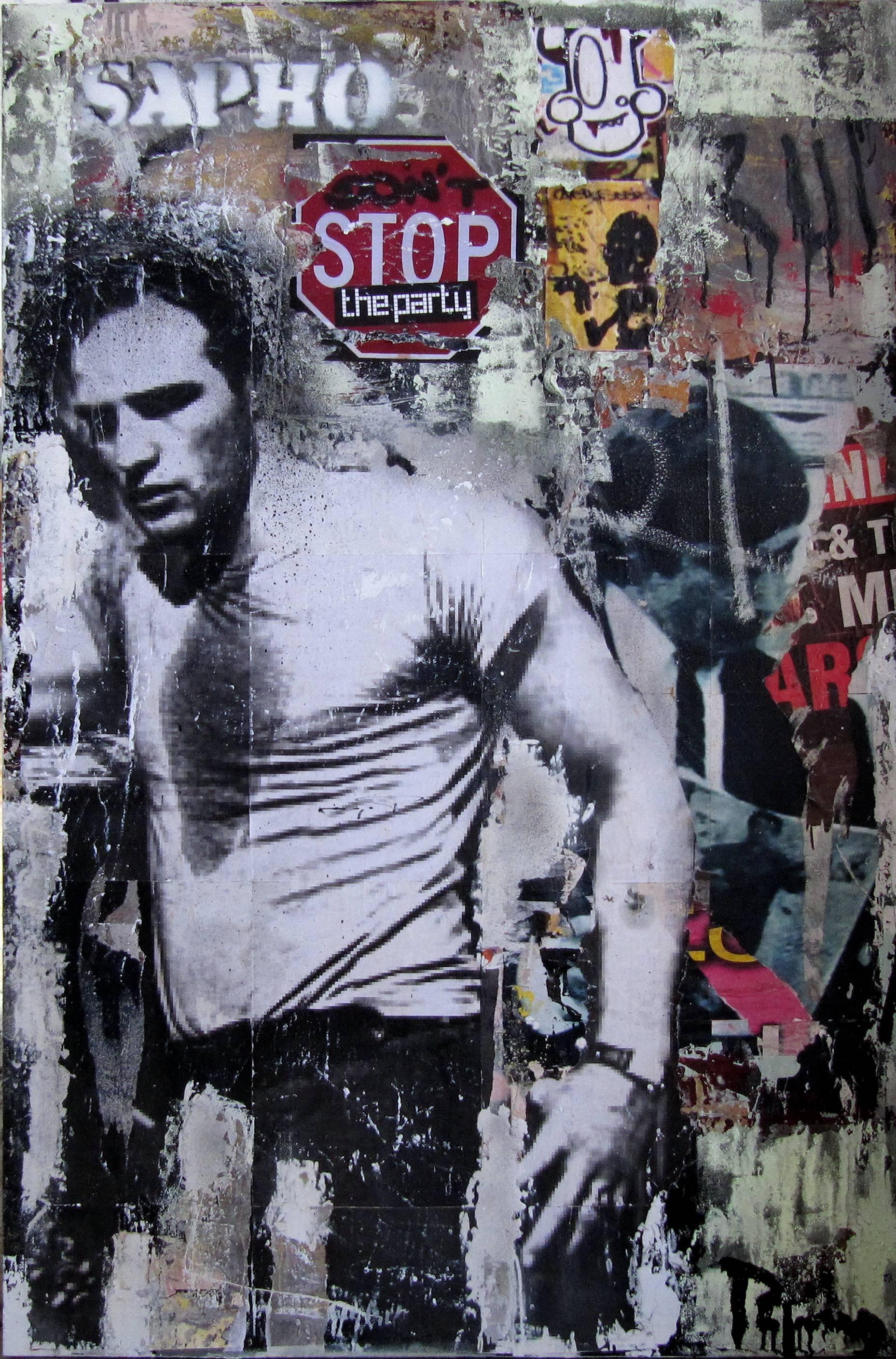JUAN MANUEL PAJARES Portrait Painting - Pajares 30 Cinema Marlon Brando  Vertical Original street art Mixed Media- 