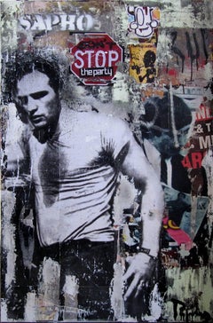 Pajares  Cinema Marlon Brando  Vertical Original street art Mixed Media-