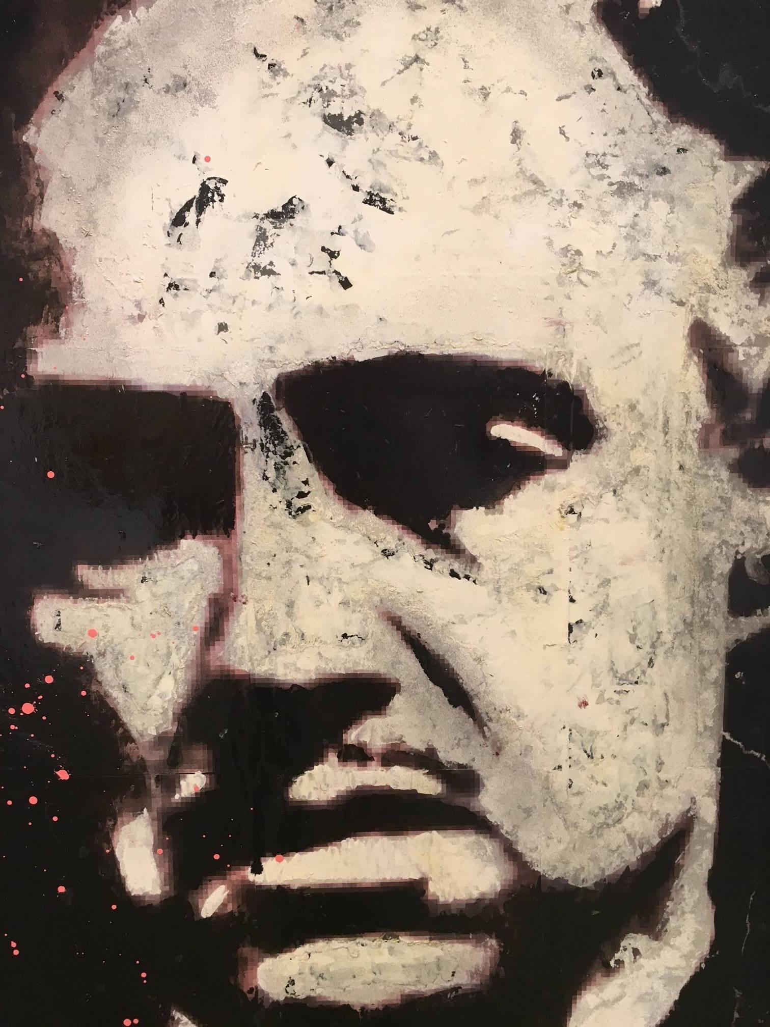 Pajares   Marlon Brando GAME Cinema original street art mixed media canvas - Painting by JUAN MANUEL PAJARES