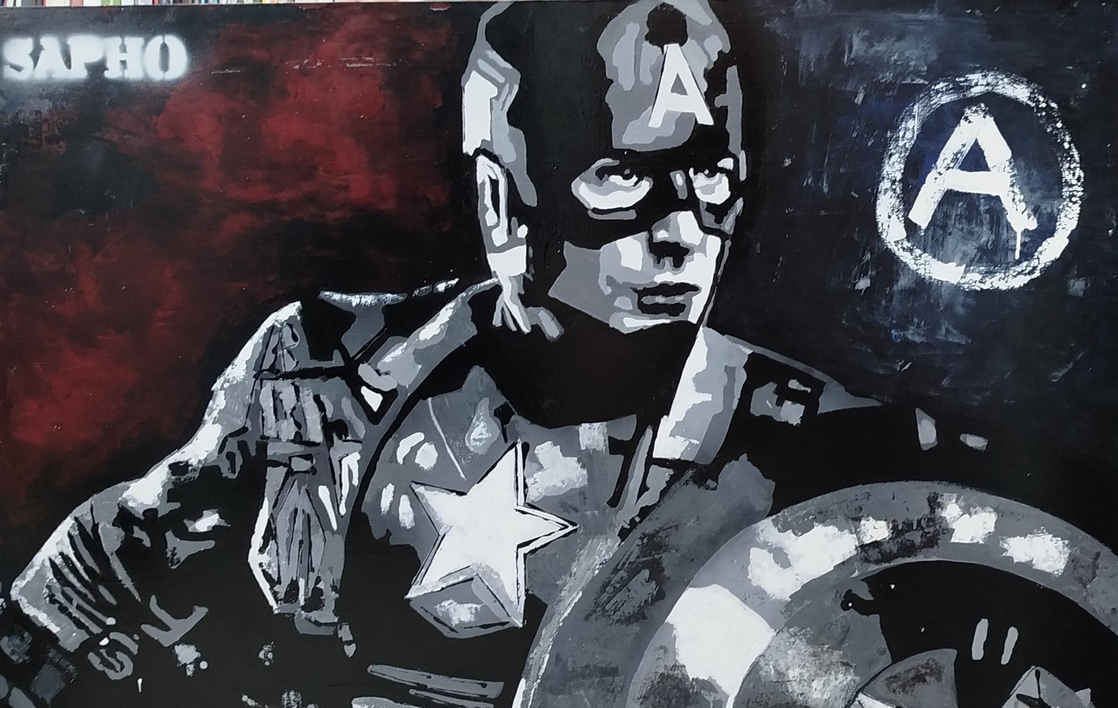 Pajares  Stern     Mixed Media- Street Art (Schwarz), Portrait Painting, von JUAN MANUEL PAJARES