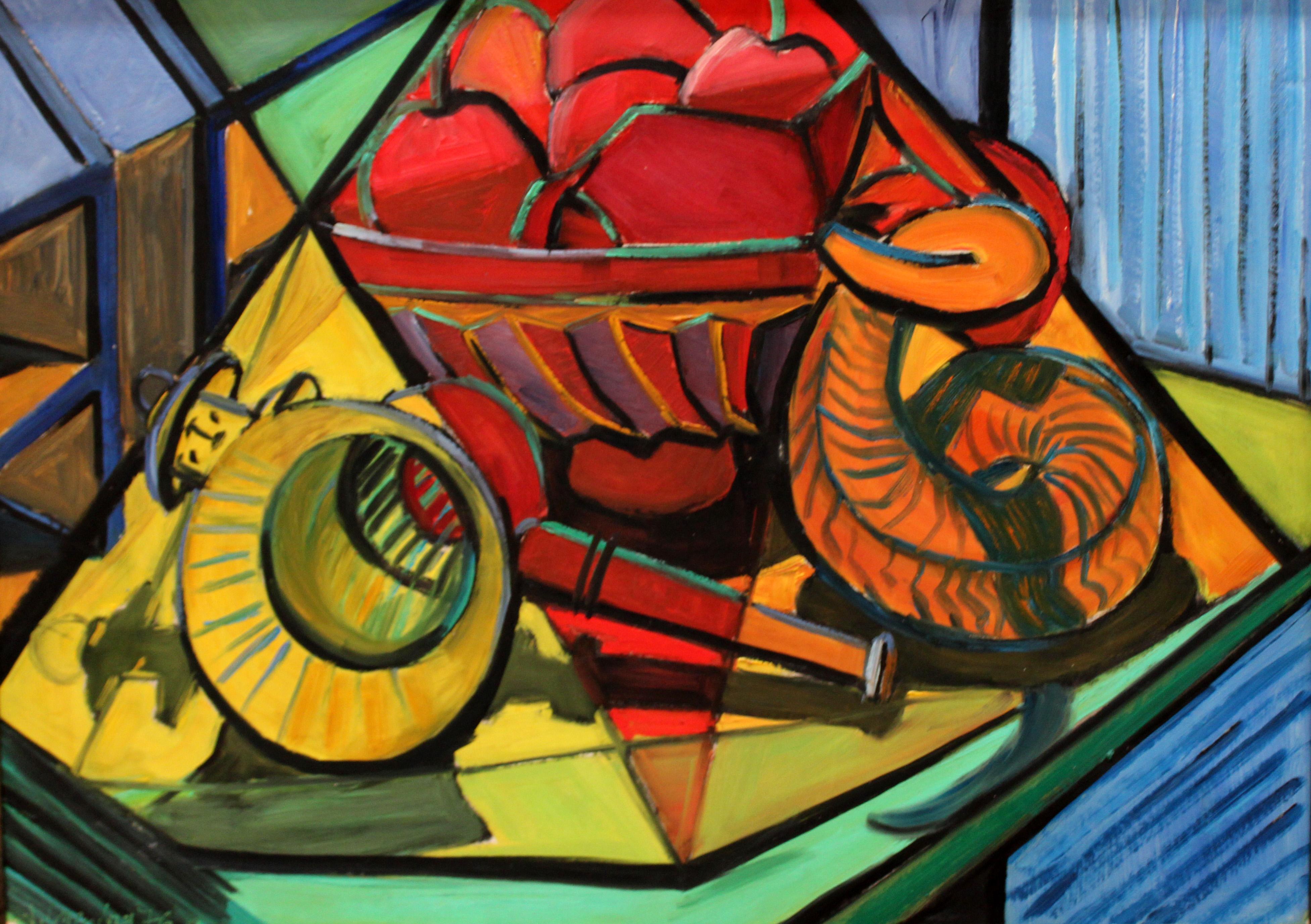 Figurative Painting di Juan Mendoza Marruedo - Bodegón cubista - 1976