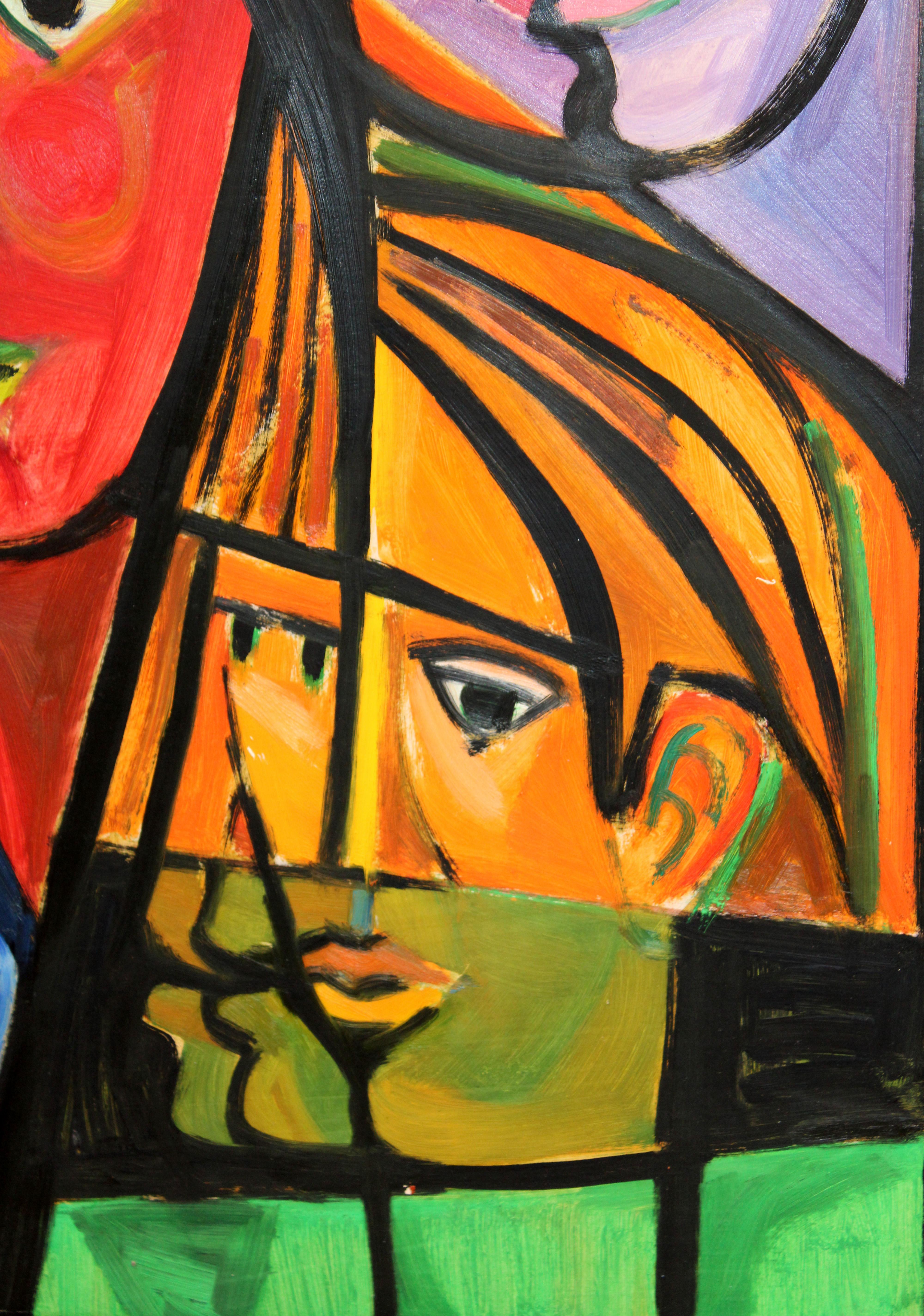 Composición cubista - 1976 - Figurative Painting Marrone di Juan Mendoza Marruedo