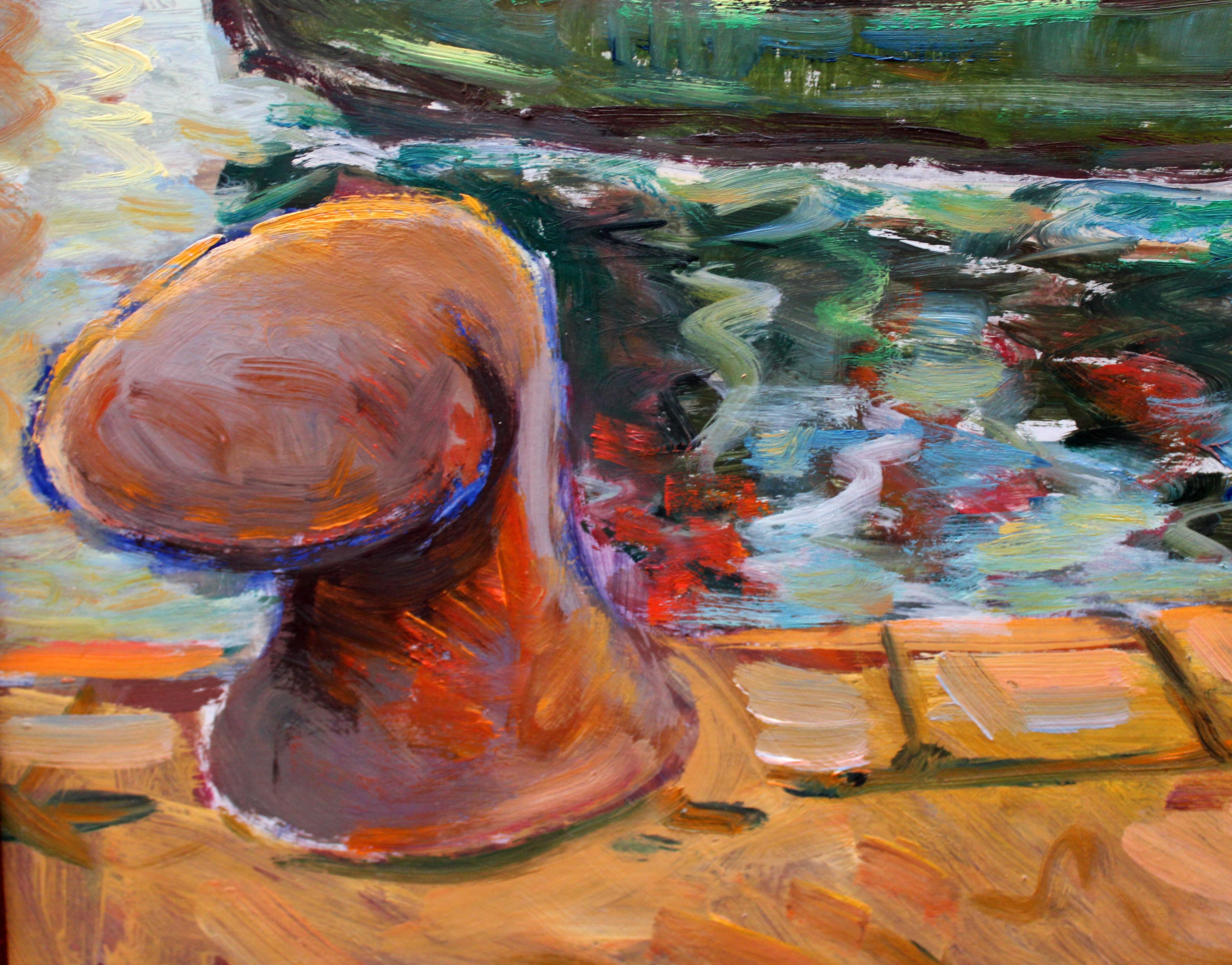 Vista de un puerto - 1990 - Óleo sobre cartulina in vendita 4