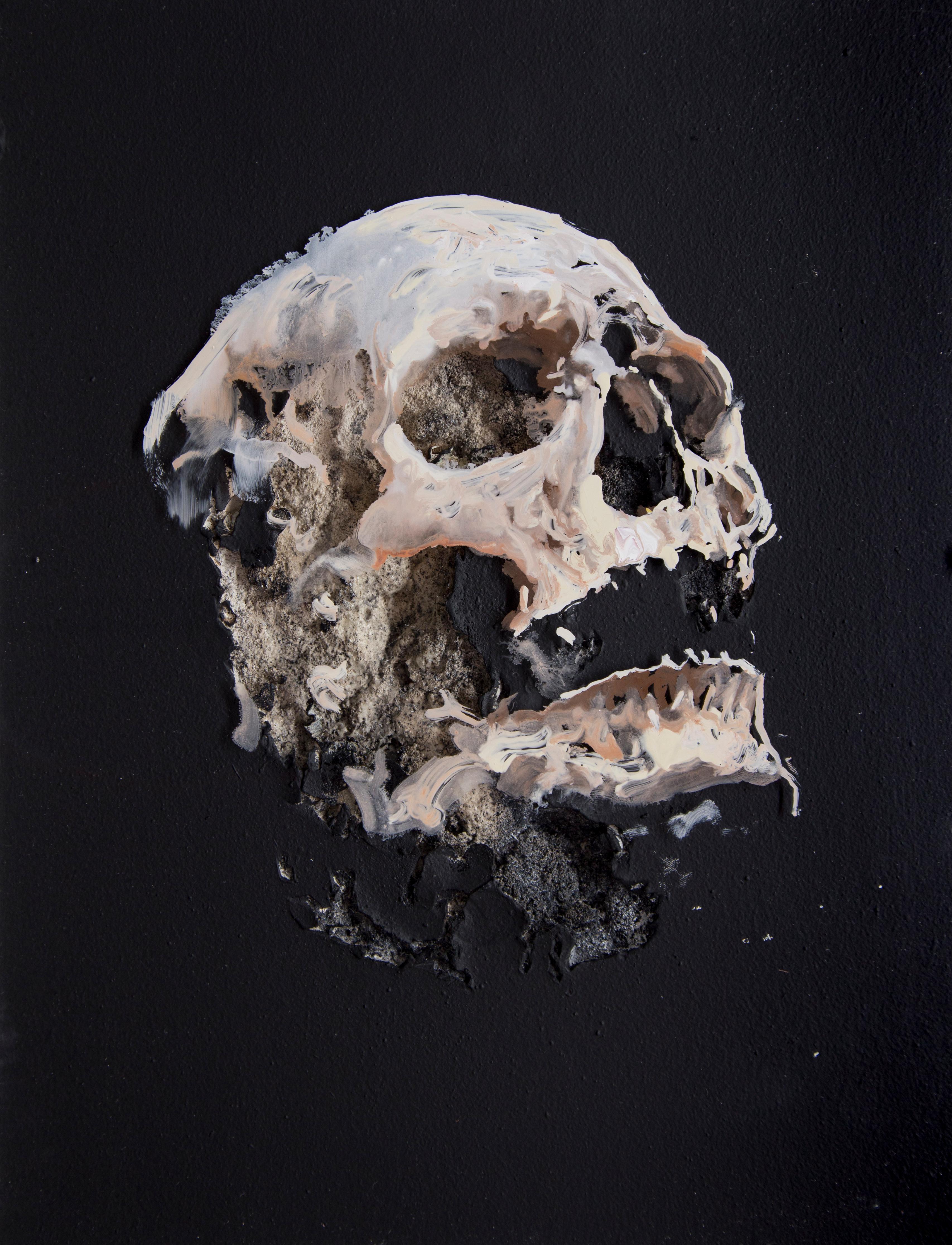Juan Miguel Palacios Figurative Painting - 3D Painting of Skull: 'Wound Black Wound I'