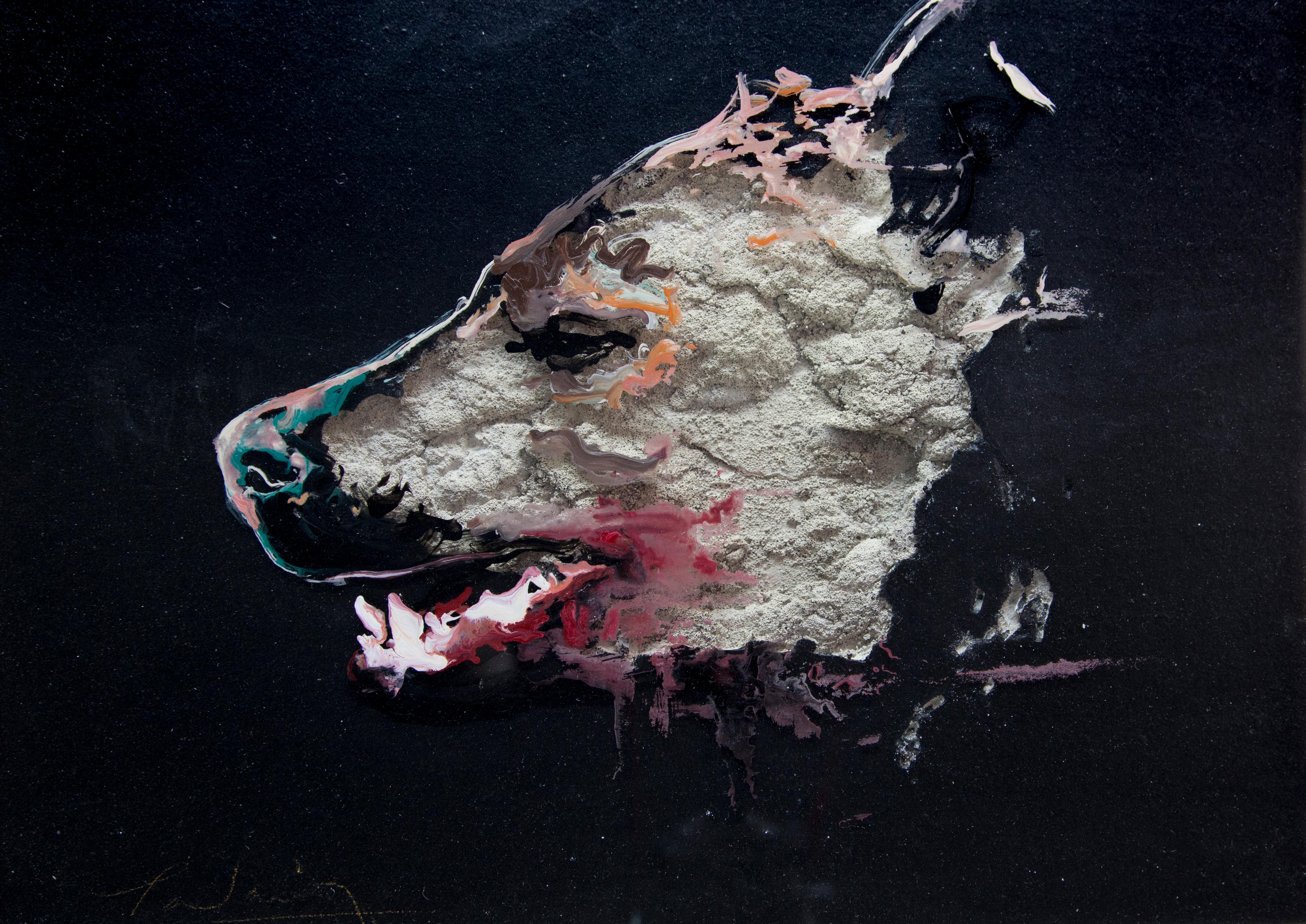 3D Painting of Wolf: 'The Hunter  XXXV' - Mixed Media Art by Juan Miguel Palacios