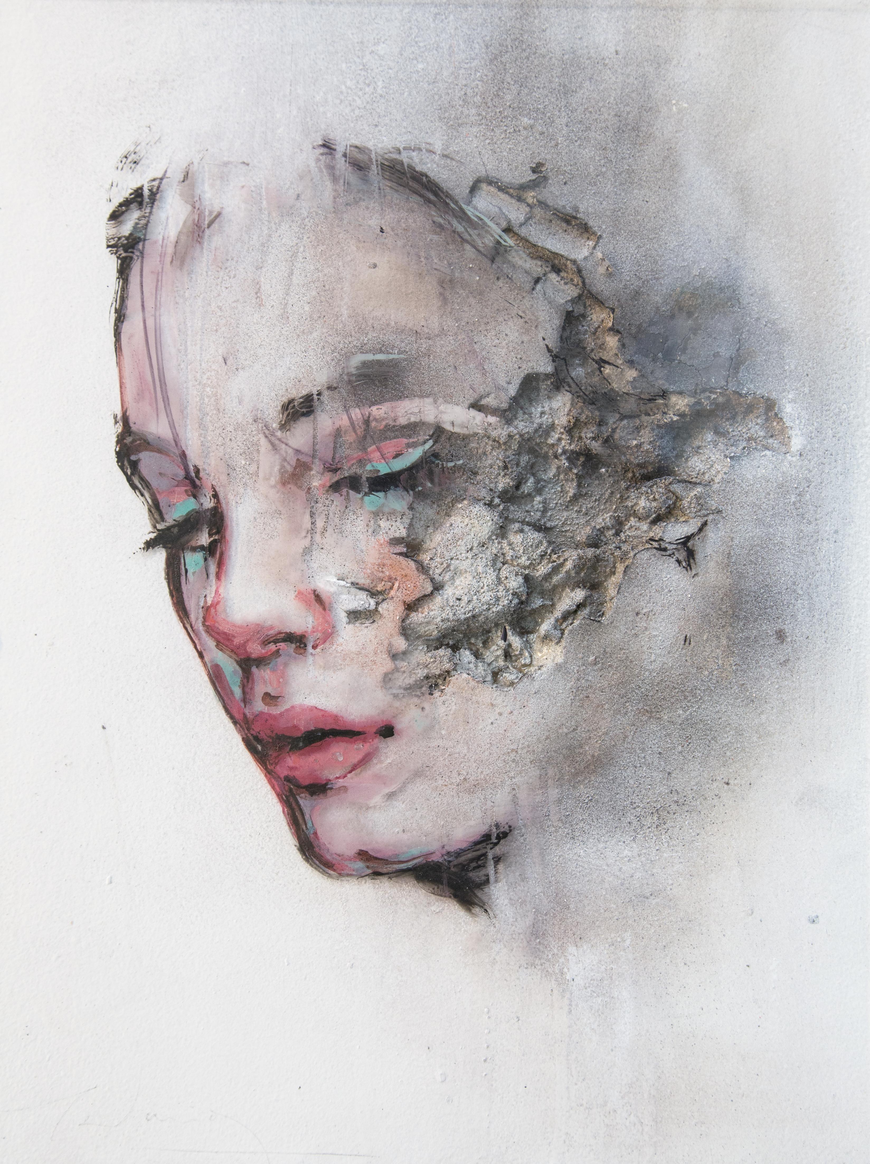 3D-Porträtgemälde einer Frau: 'Wounds CCLII' – Mixed Media Art von Juan Miguel Palacios