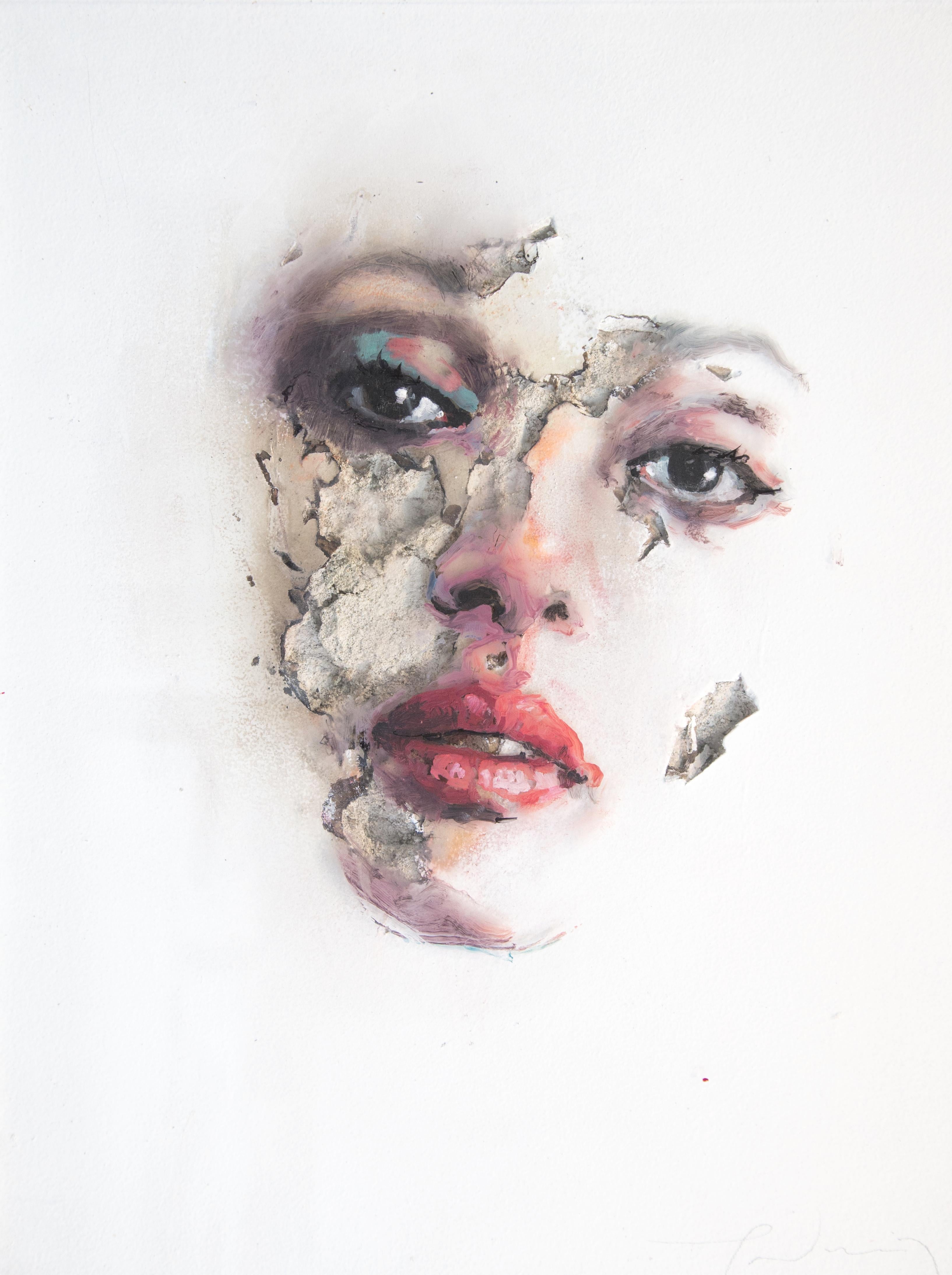 3D-Porträtgemälde einer Frau: „Männer CCLIII“ – Mixed Media Art von Juan Miguel Palacios