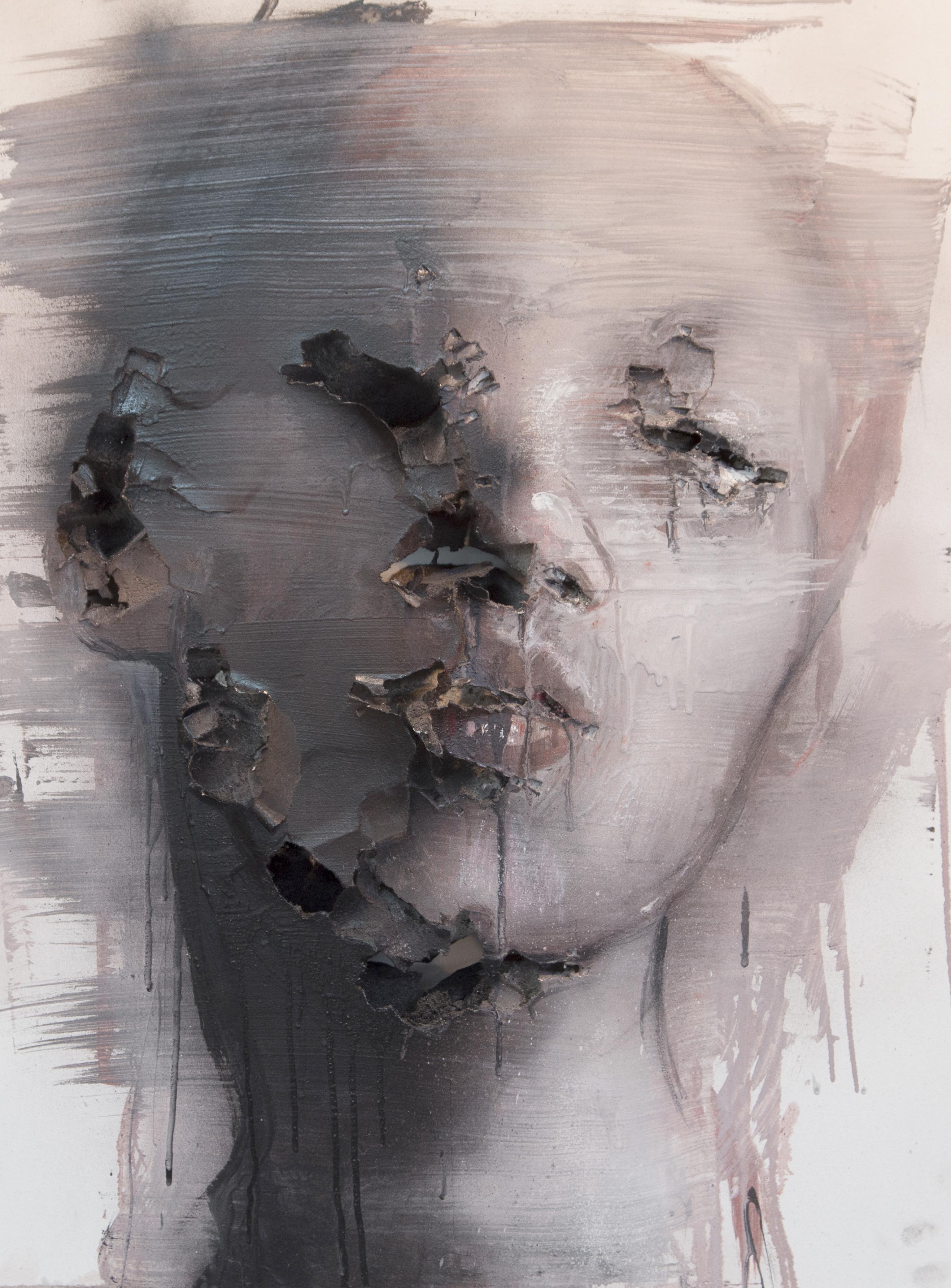 3D Portrait Painting: 'Wounds CCXXXIX' - Mixed Media Art by Juan Miguel Palacios