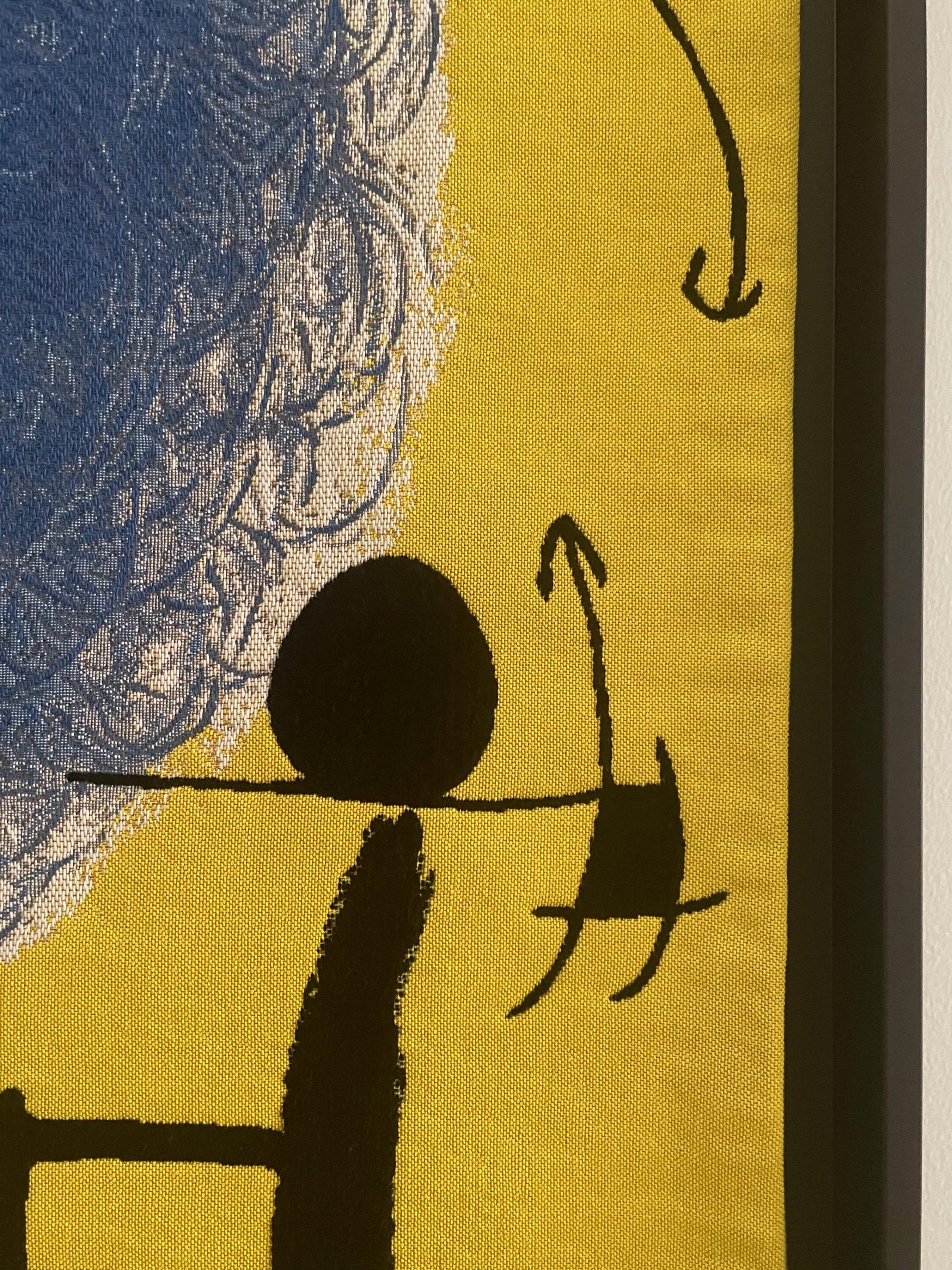 Mid-Century Modern Juan Miro Tapestry Labelled by Atelier Jules Pansu, France 1990. For Sale
