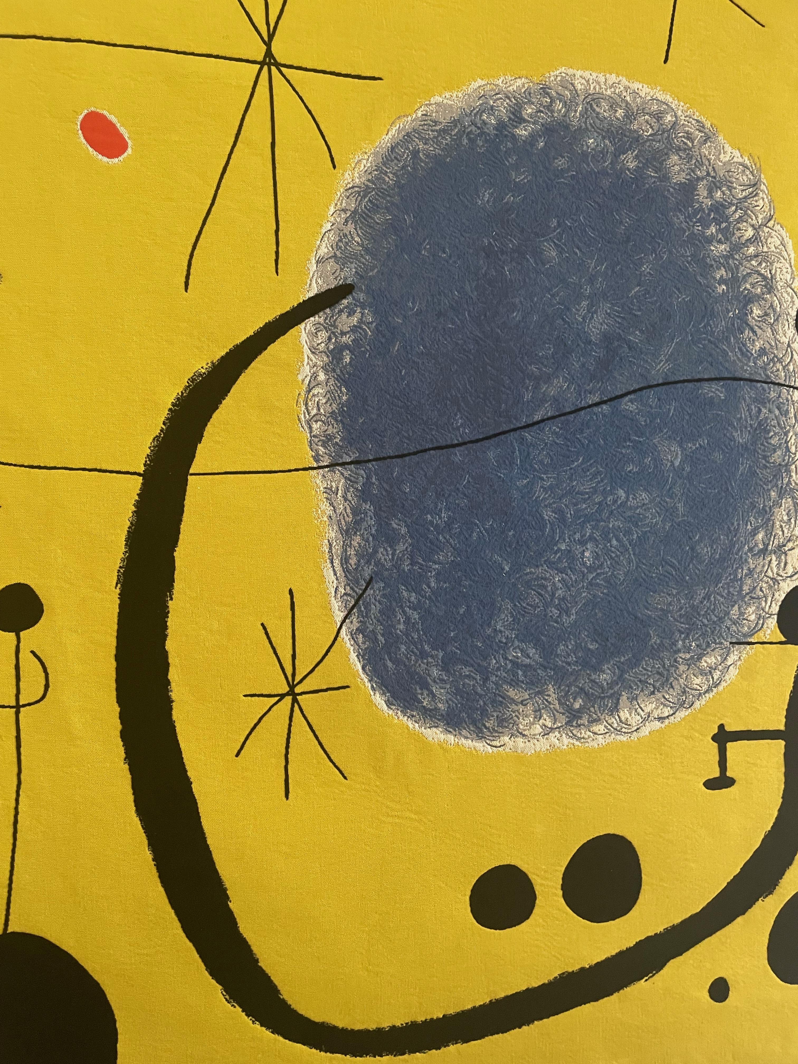 French Juan Miro Tapestry Labelled by Atelier Jules Pansu, France 1990.