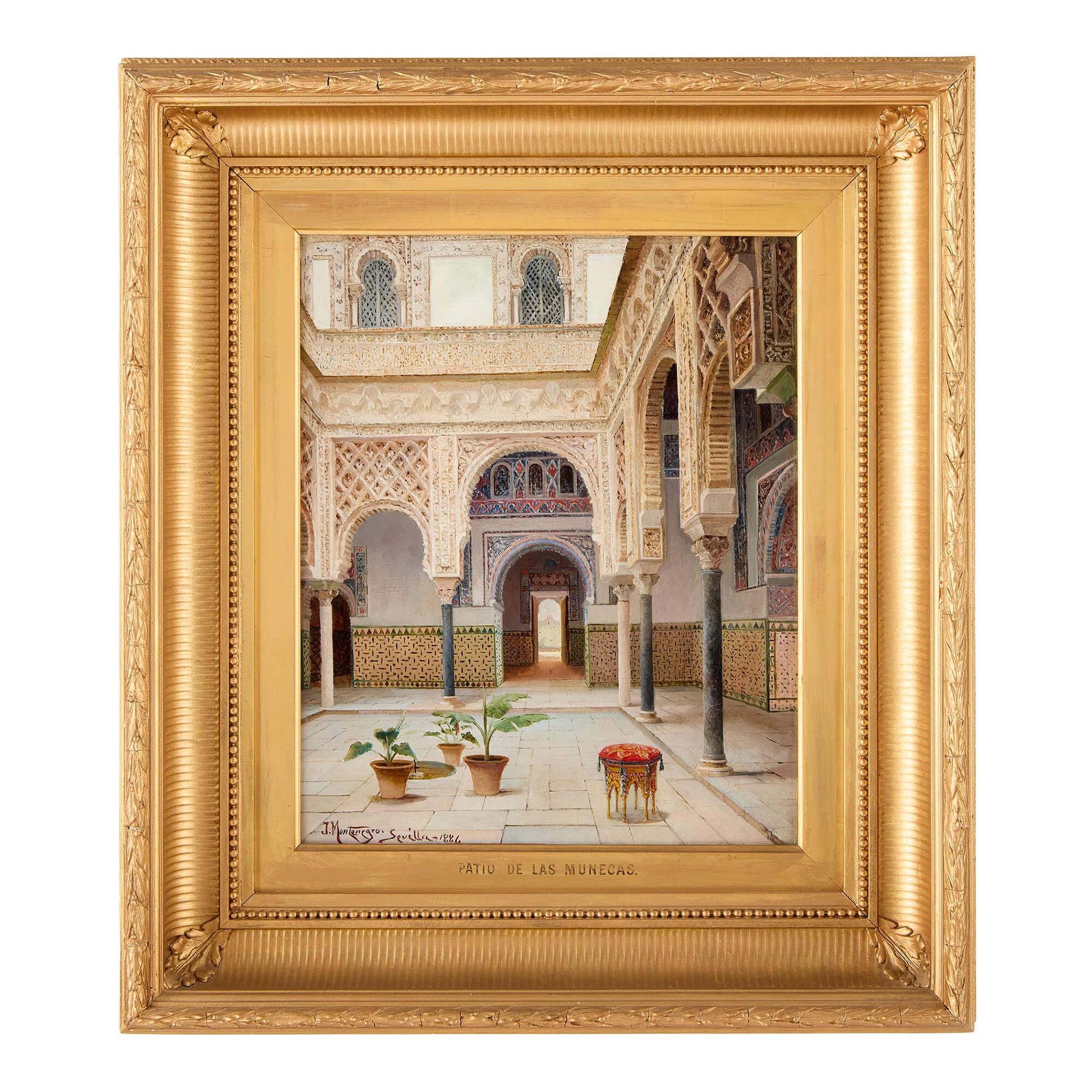 Coppia di antichi dipinti ad olio orientalisti spagnoli di Montenegro - Painting Vittoriano di Juan Montenegro