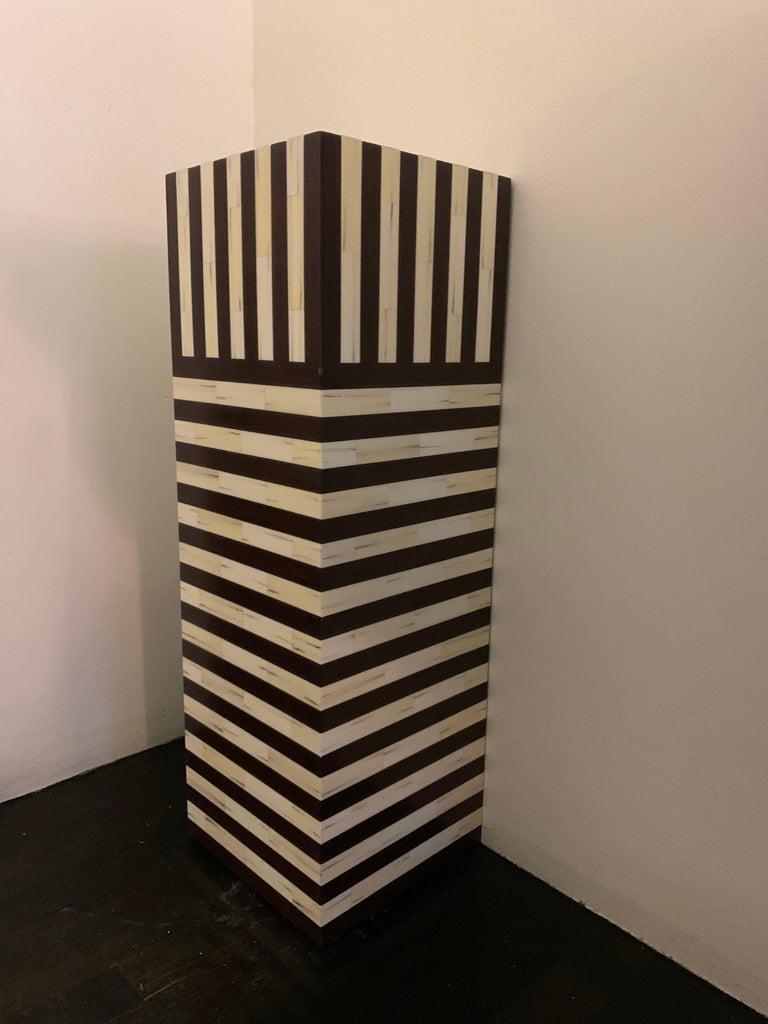 Juan Montoya Designed Faux Bone and Wood Pedestal In Good Condition For Sale In New York, NY