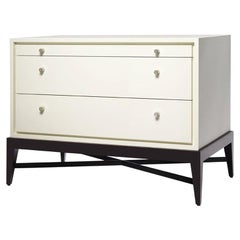 Juan Nightstand in Chalk White Lacquer with Maple Legs by Powell & Bonnell