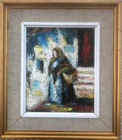 Peasant woman of Ibiza Spain oil on board painting