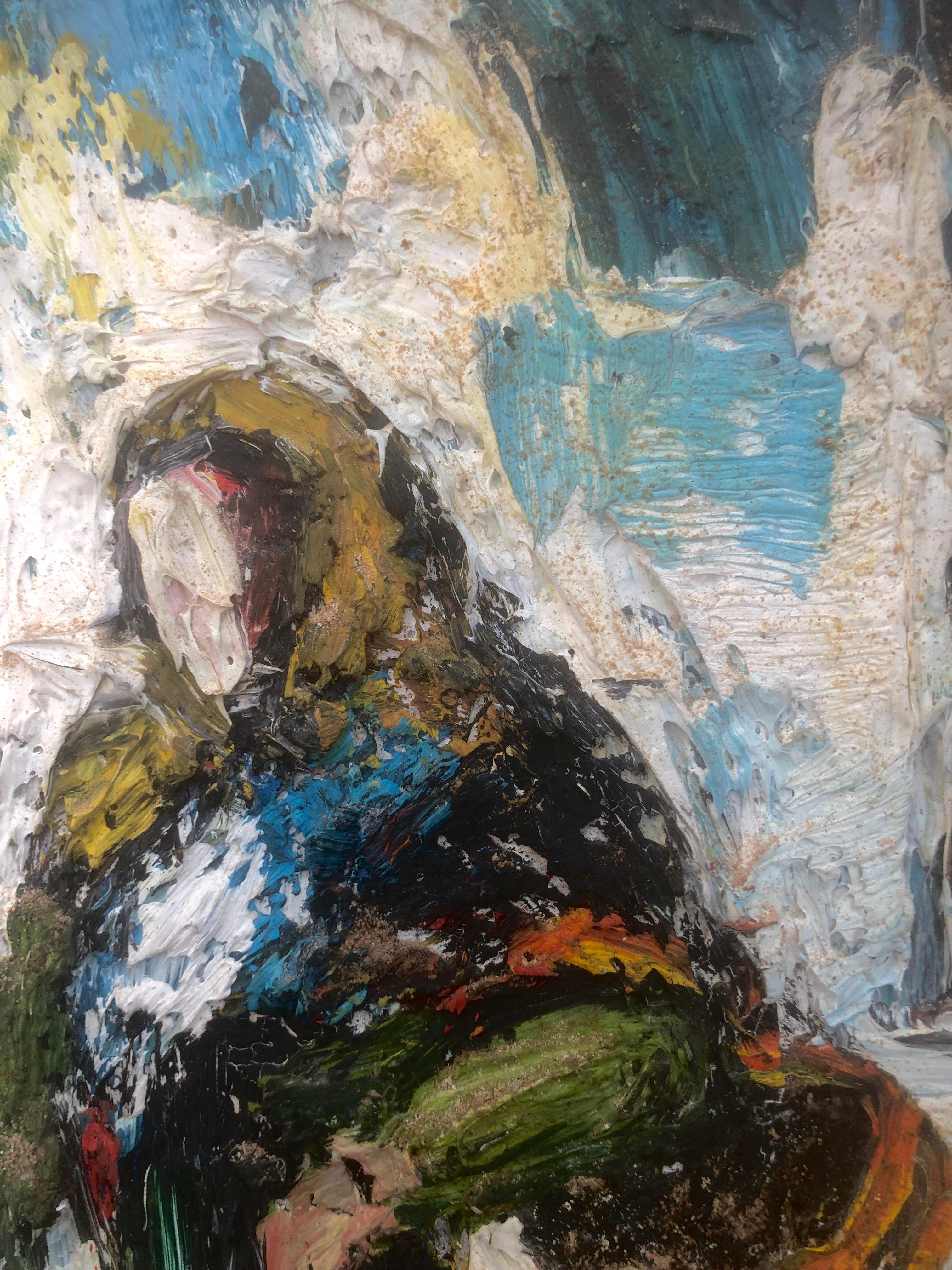Peasant woman of Ibiza Spain oil on board painting For Sale 1