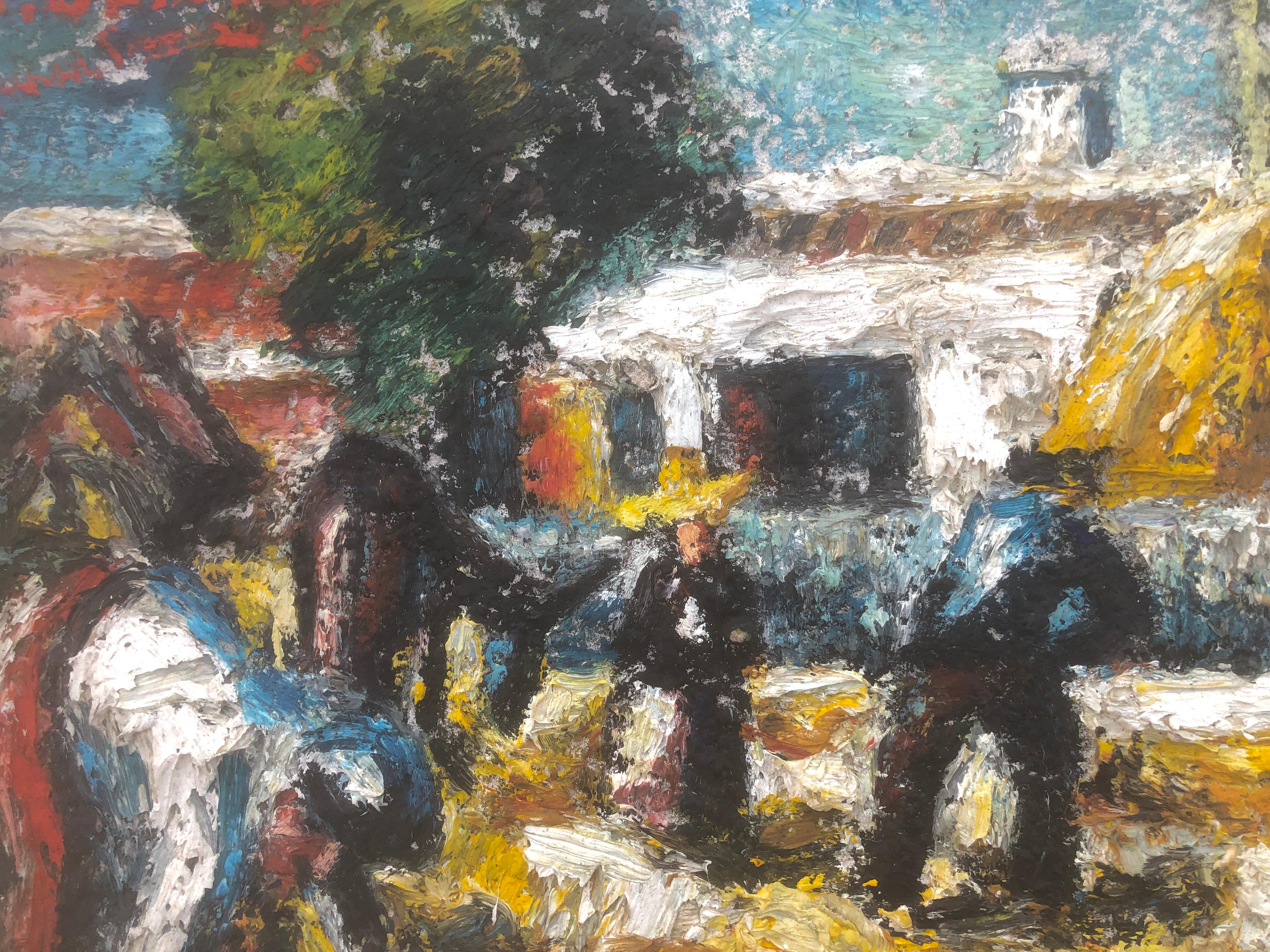 Peasants of Ibiza, Espagne, peinture à l'huile sur carton en vente 3
