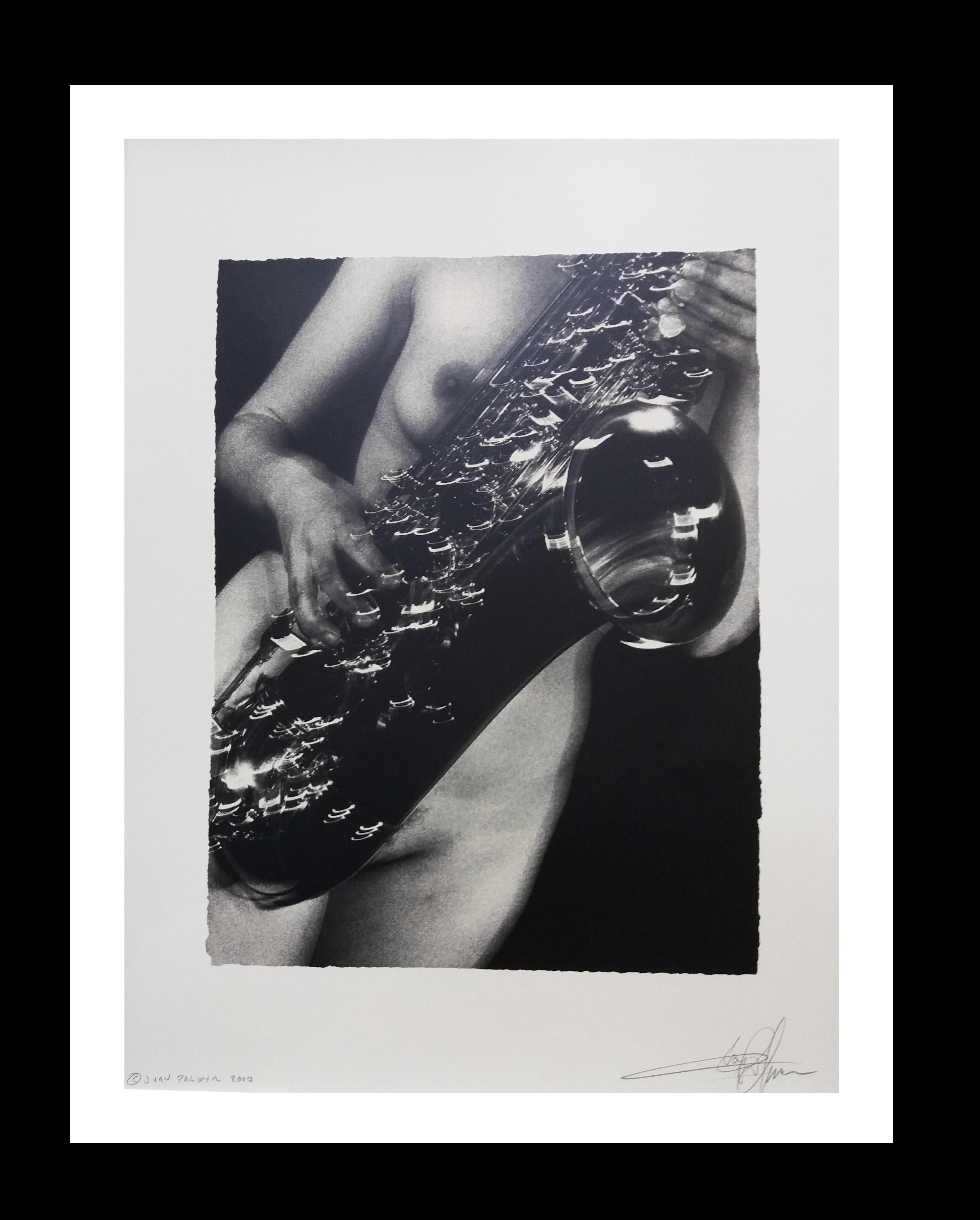 JUAN PALMER Black and White Photograph - J PALMER   Naked Sax Artistic Photography