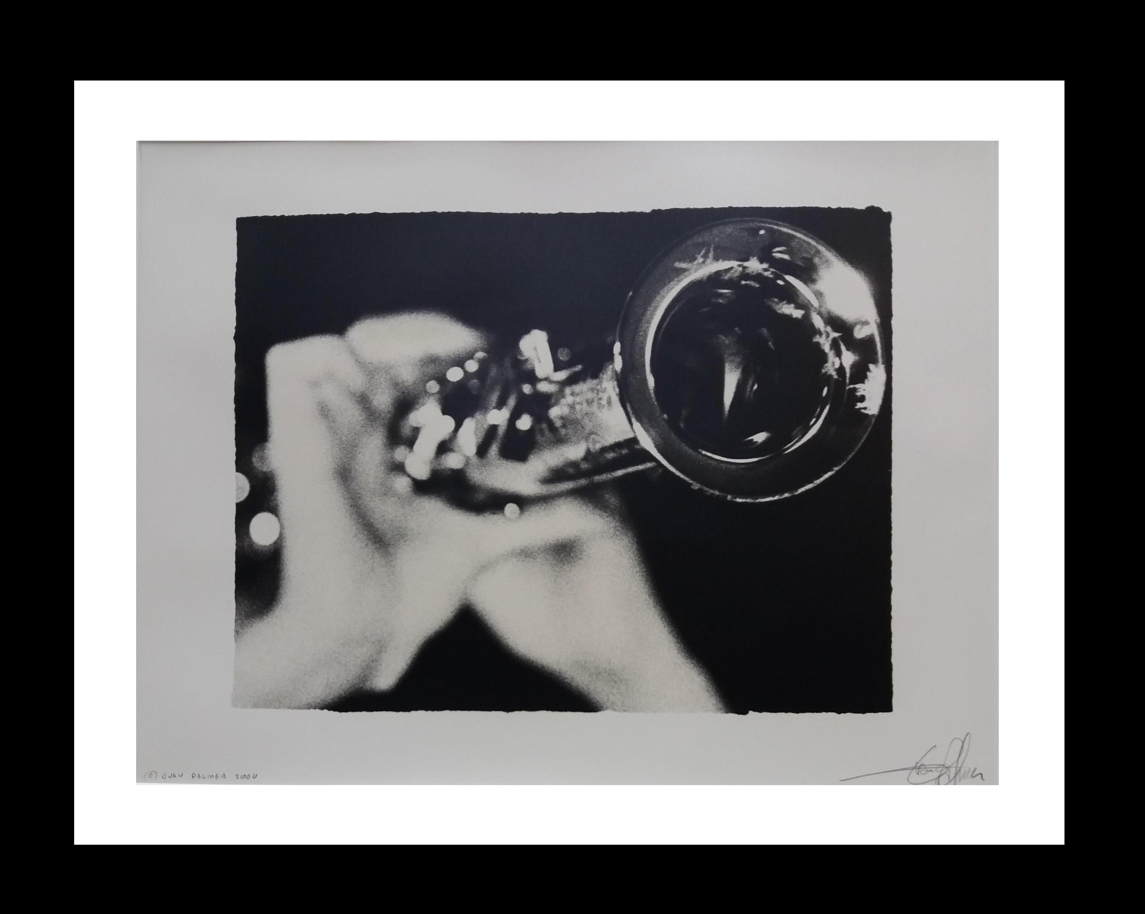 JUAN PALMER Black and White Photograph - J. Palmer  Hands Trumpet Artistic photography