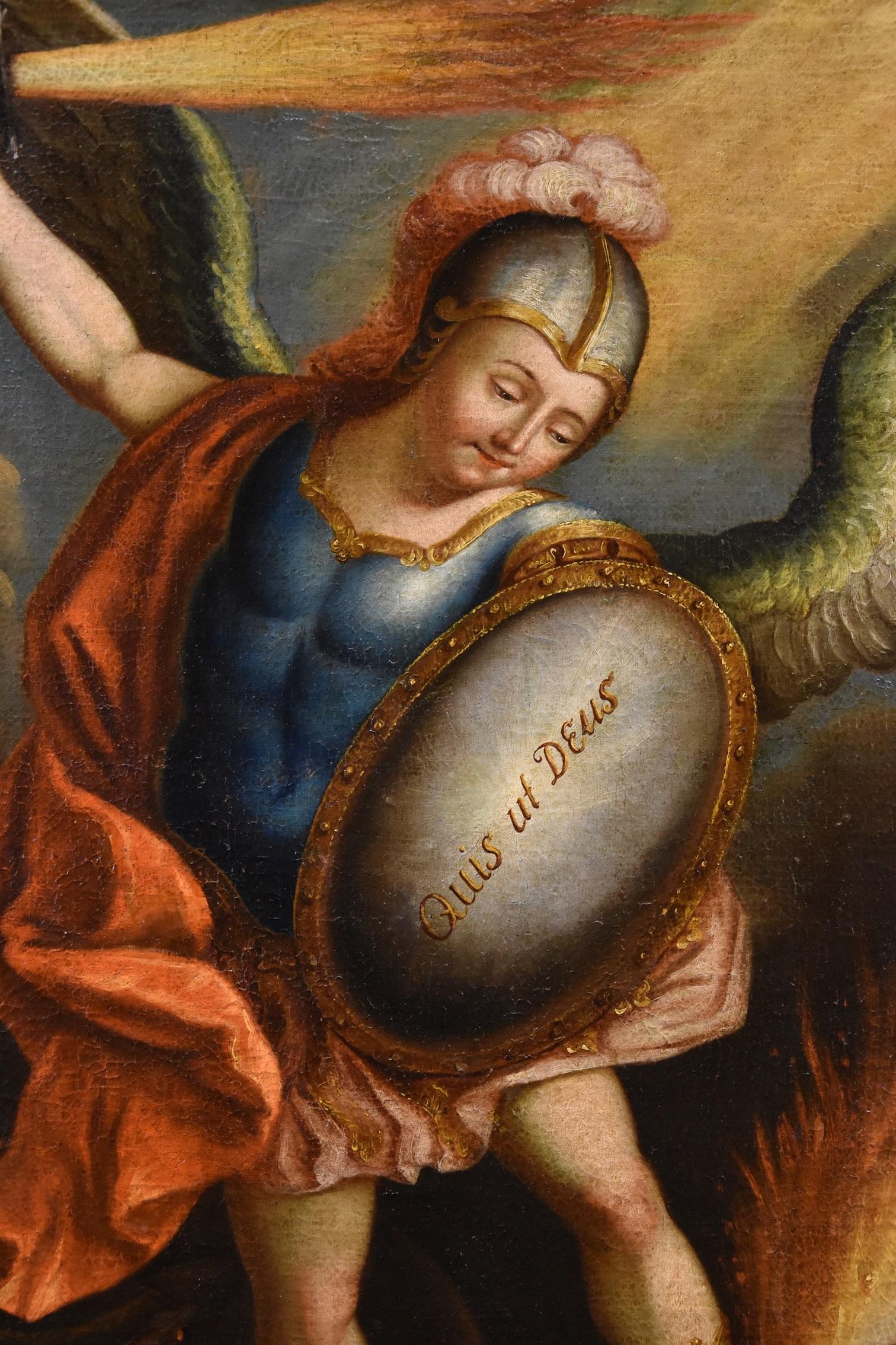 San Michele Arcangelo López Dipinto del XVIII secolo Olio su tela Spanish School in vendita 7