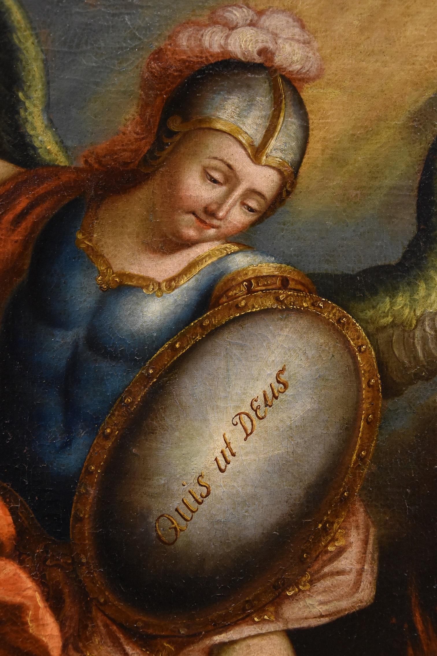 San Michele Arcangelo López Dipinto del XVIII secolo Olio su tela Spanish School in vendita 8