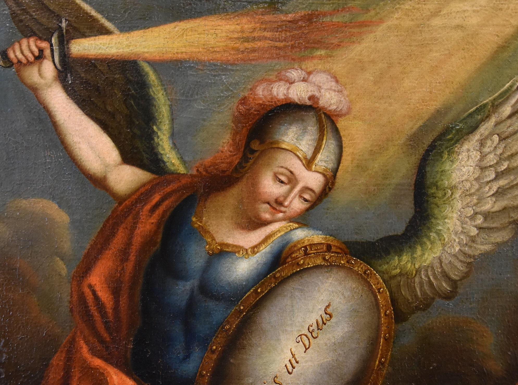 San Michele Arcangelo López Dipinto del XVIII secolo Olio su tela Spanish School in vendita 9