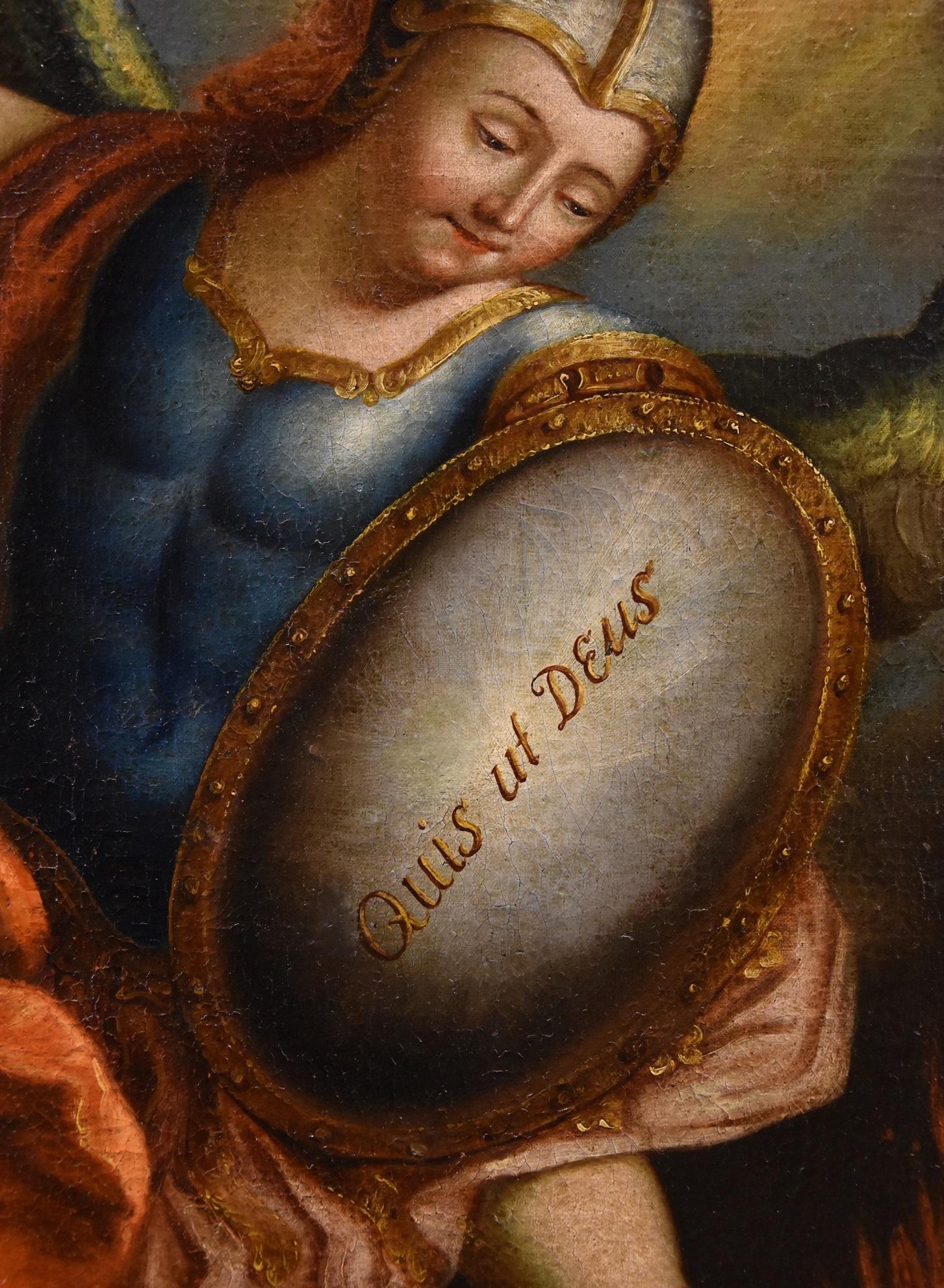 San Michele Arcangelo López Dipinto del XVIII secolo Olio su tela Spanish School in vendita 11