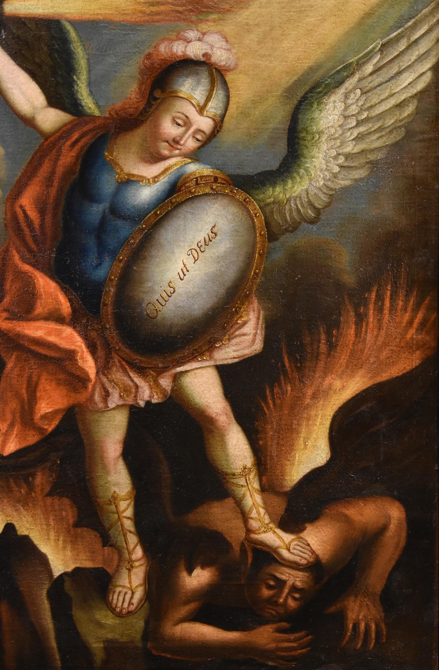 San Michele Arcangelo López Dipinto del XVIII secolo Olio su tela Spanish School in vendita 2
