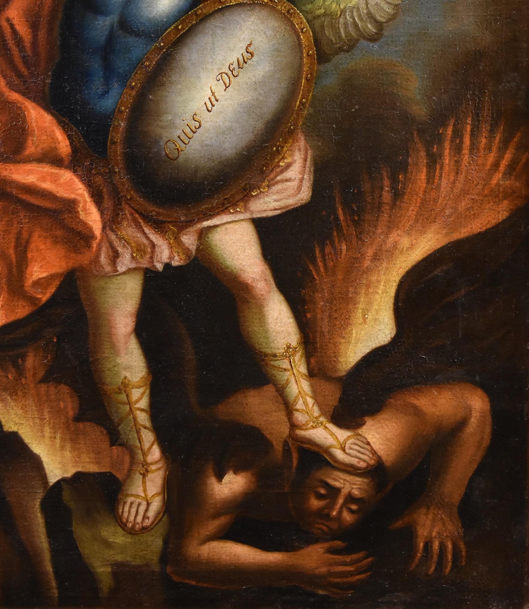 San Michele Arcangelo López Dipinto del XVIII secolo Olio su tela Spanish School in vendita 3