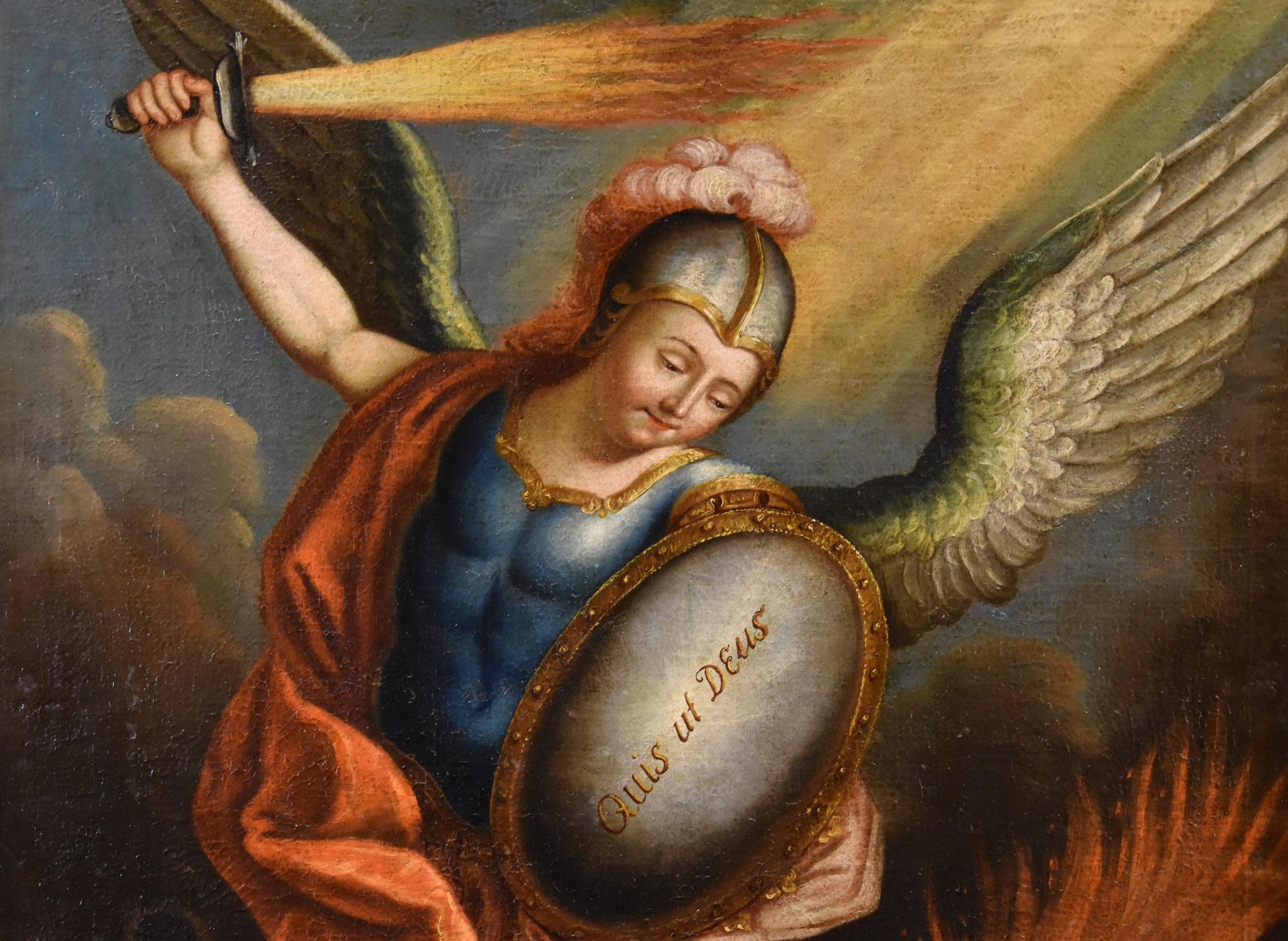 San Michele Arcangelo López Dipinto del XVIII secolo Olio su tela Spanish School in vendita 4