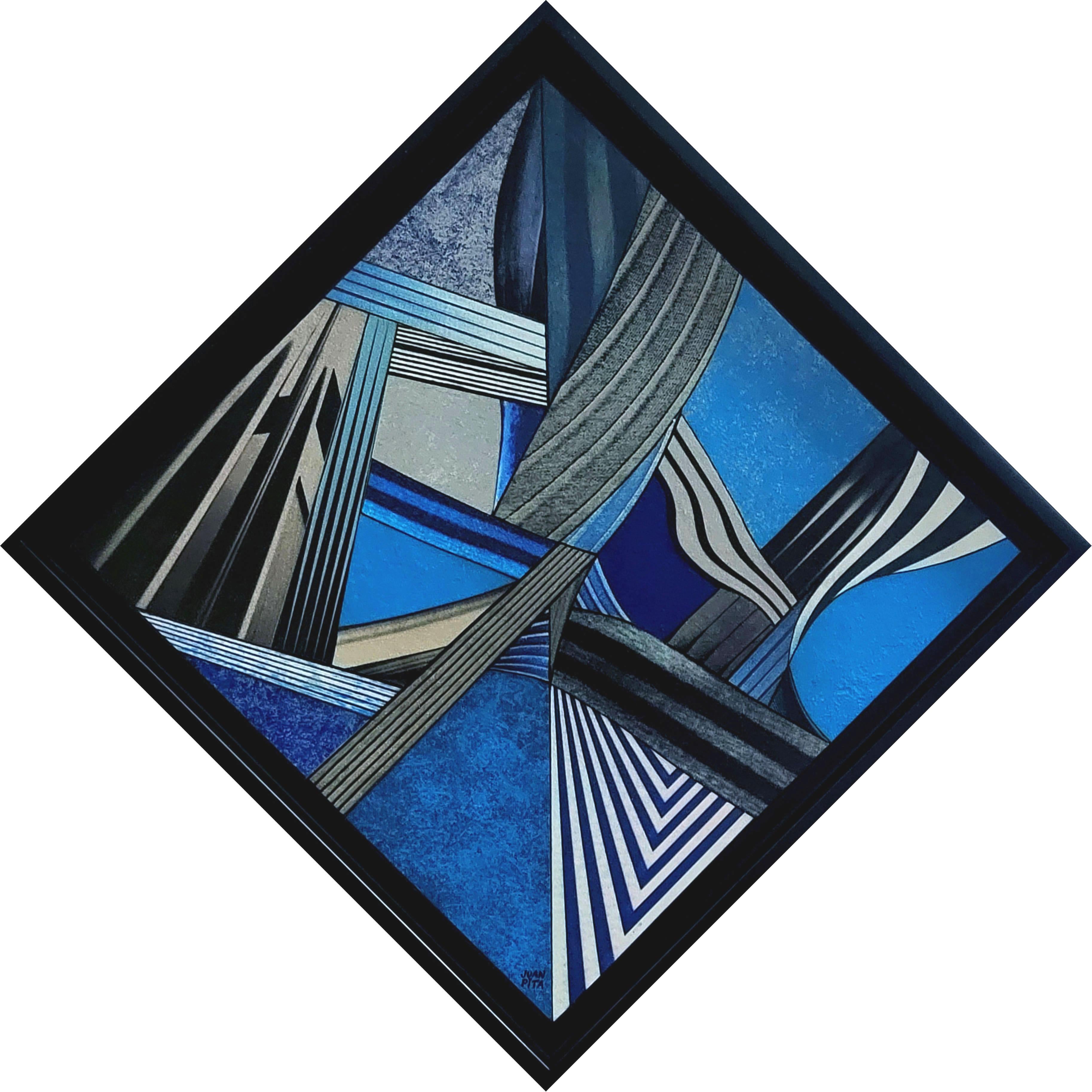 11 Cybergraph (M7). Farbenfrohes abstraktes geometrisches Gemälde. (Geometrische Abstraktion), Mixed Media Art, von Juan Pita
