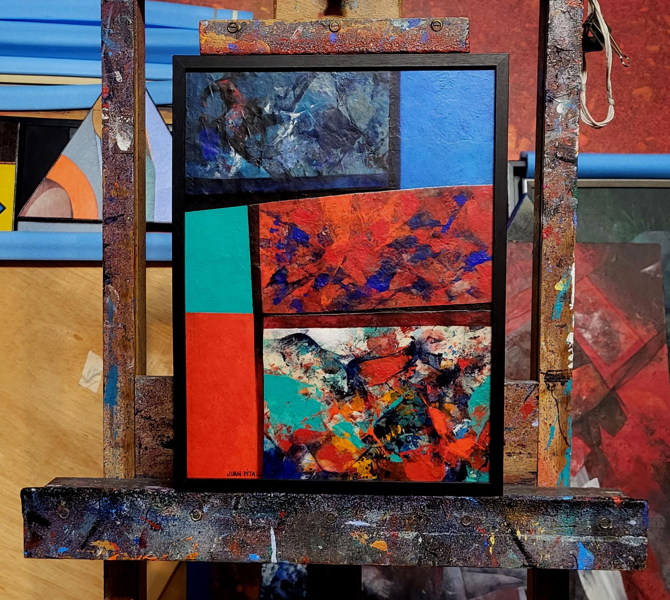 12 Cybercollage (M1). Farbenfrohes abstraktes geometrisches Gemälde. im Angebot 2