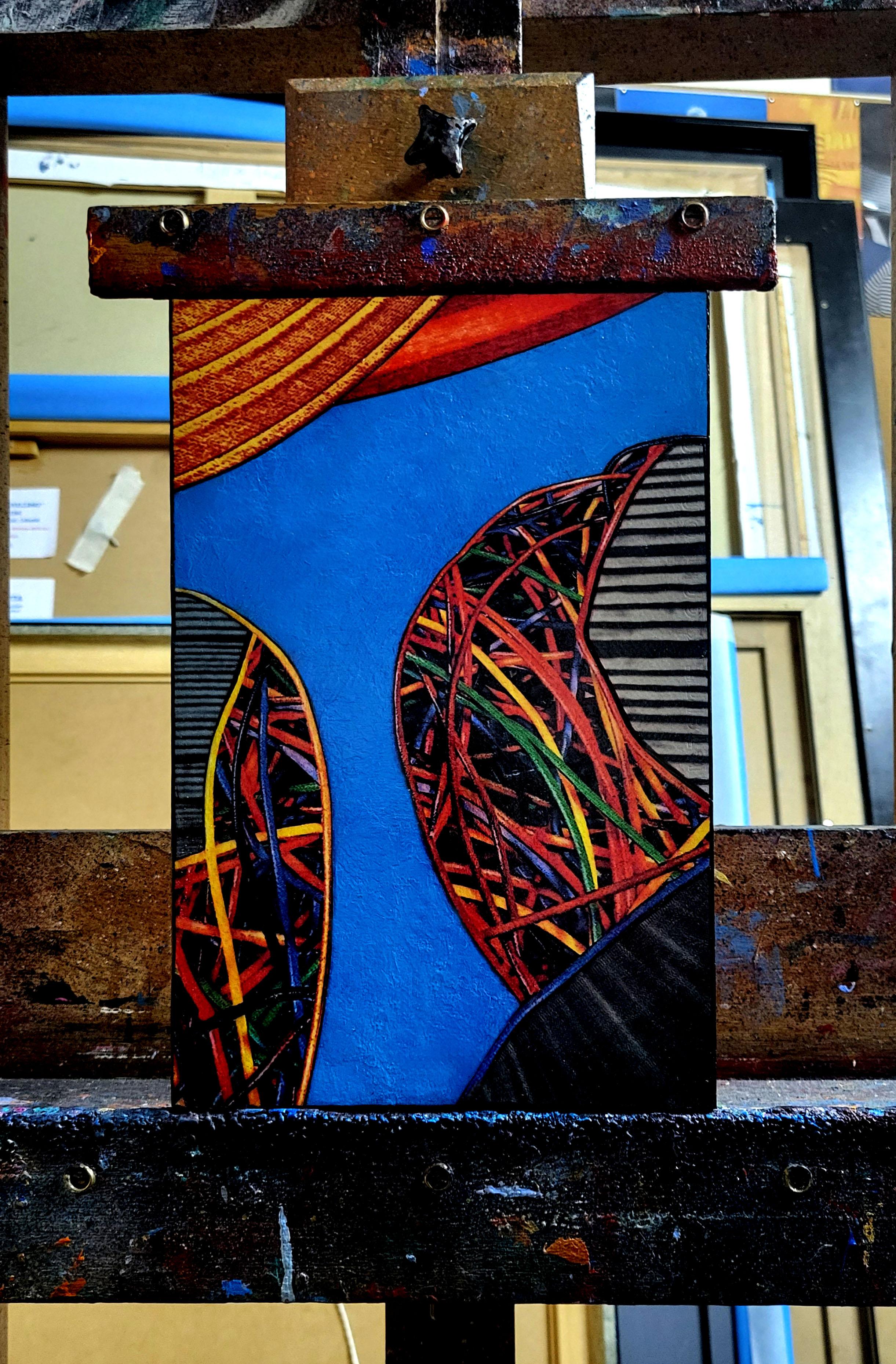 4 Cybergraph Enredo (S2). Colourful abstract geometric painting. For Sale 2