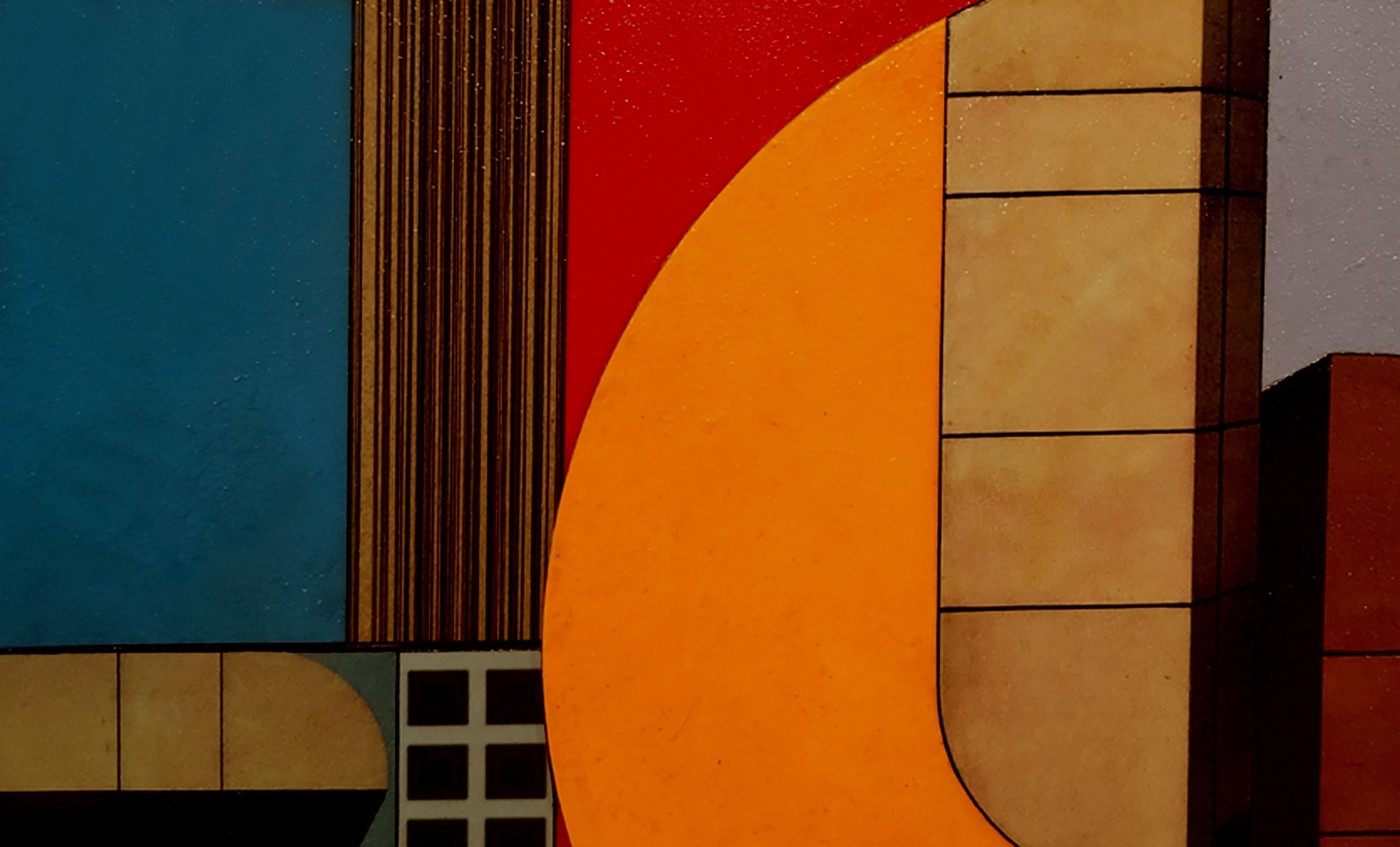 archives du Bauhaus en rombo. Peinture constructiviste abstraite colorée futuriste en vente 1