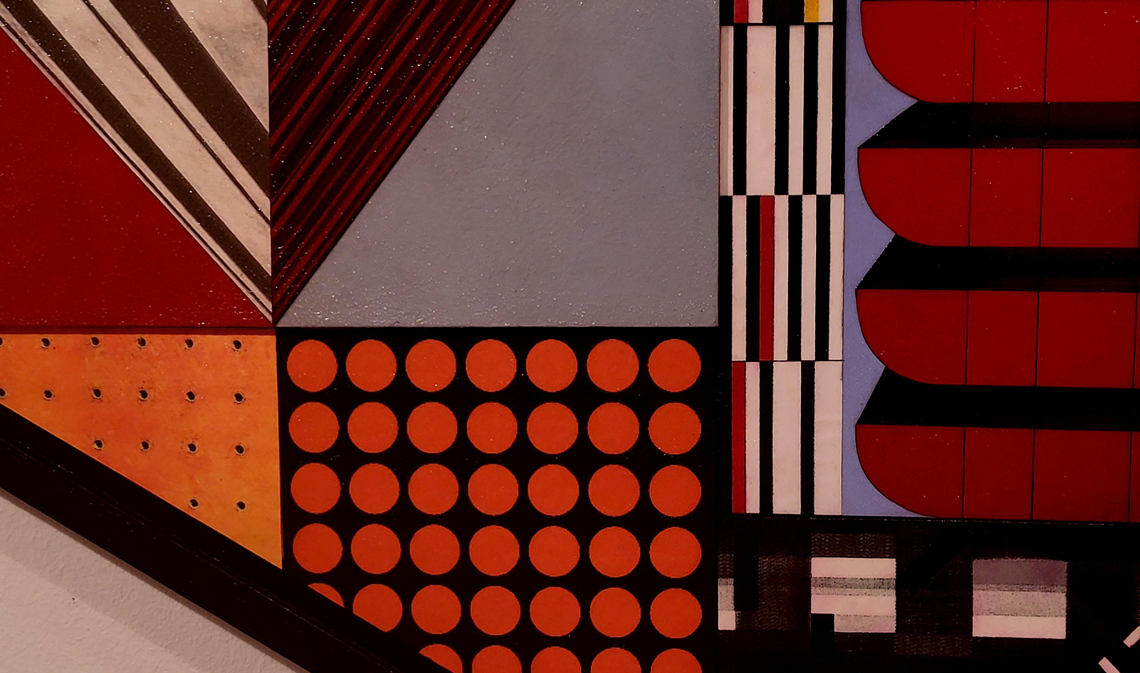 archives du Bauhaus en rombo. Peinture constructiviste abstraite colorée futuriste en vente 3
