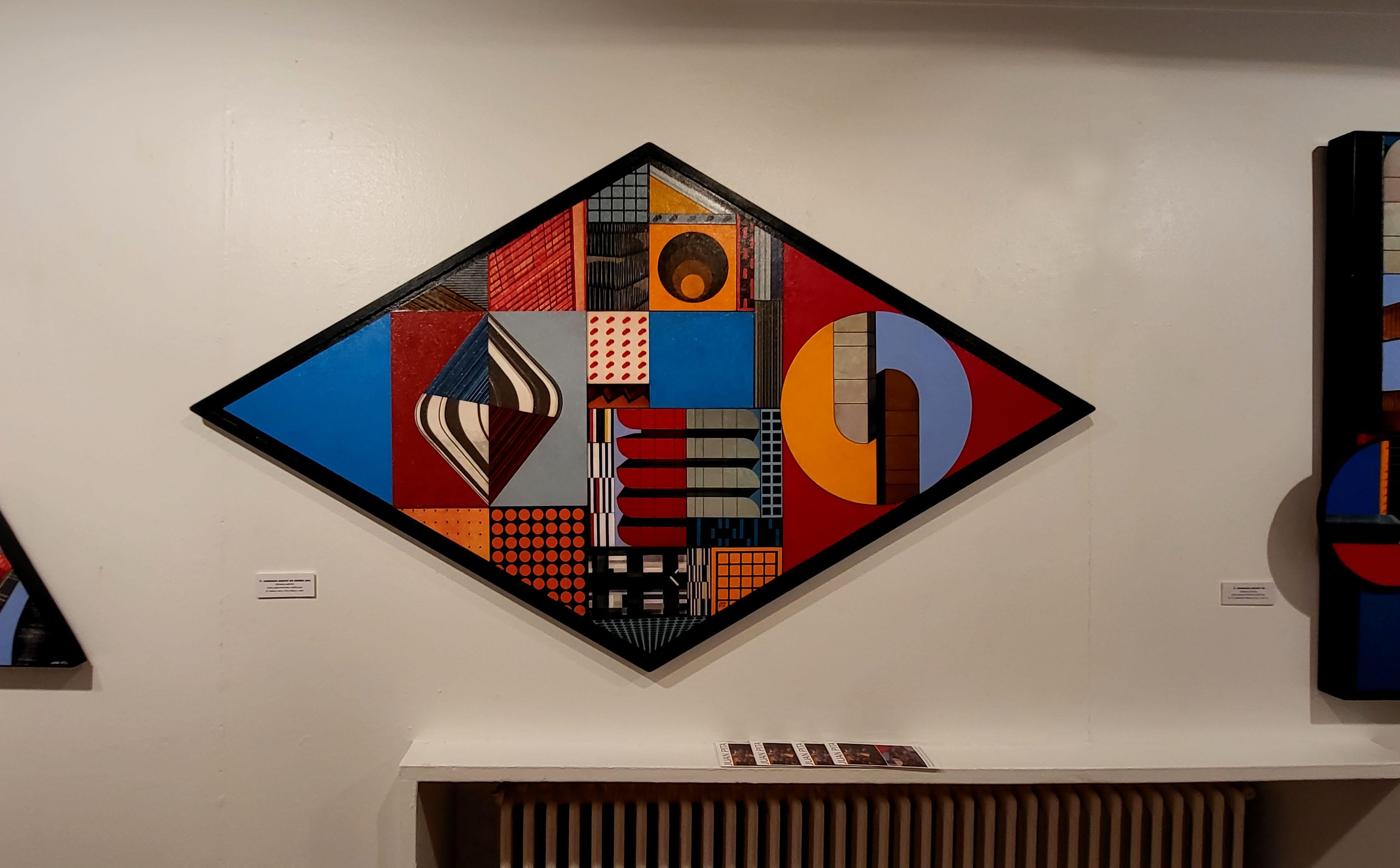 Bauhaus Archiv en rombo. Futurist colorful abstract constructivist painting For Sale 4