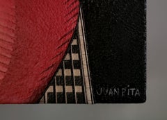 Cyberurban 3D (L3). Futuristisches farbenfrohes abstraktes konstruktivistisches Gemälde