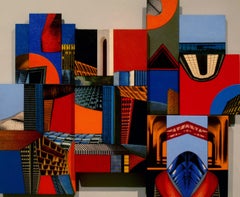 Cyberurban 3D (L3). Peinture constructiviste abstraite colorée futuriste