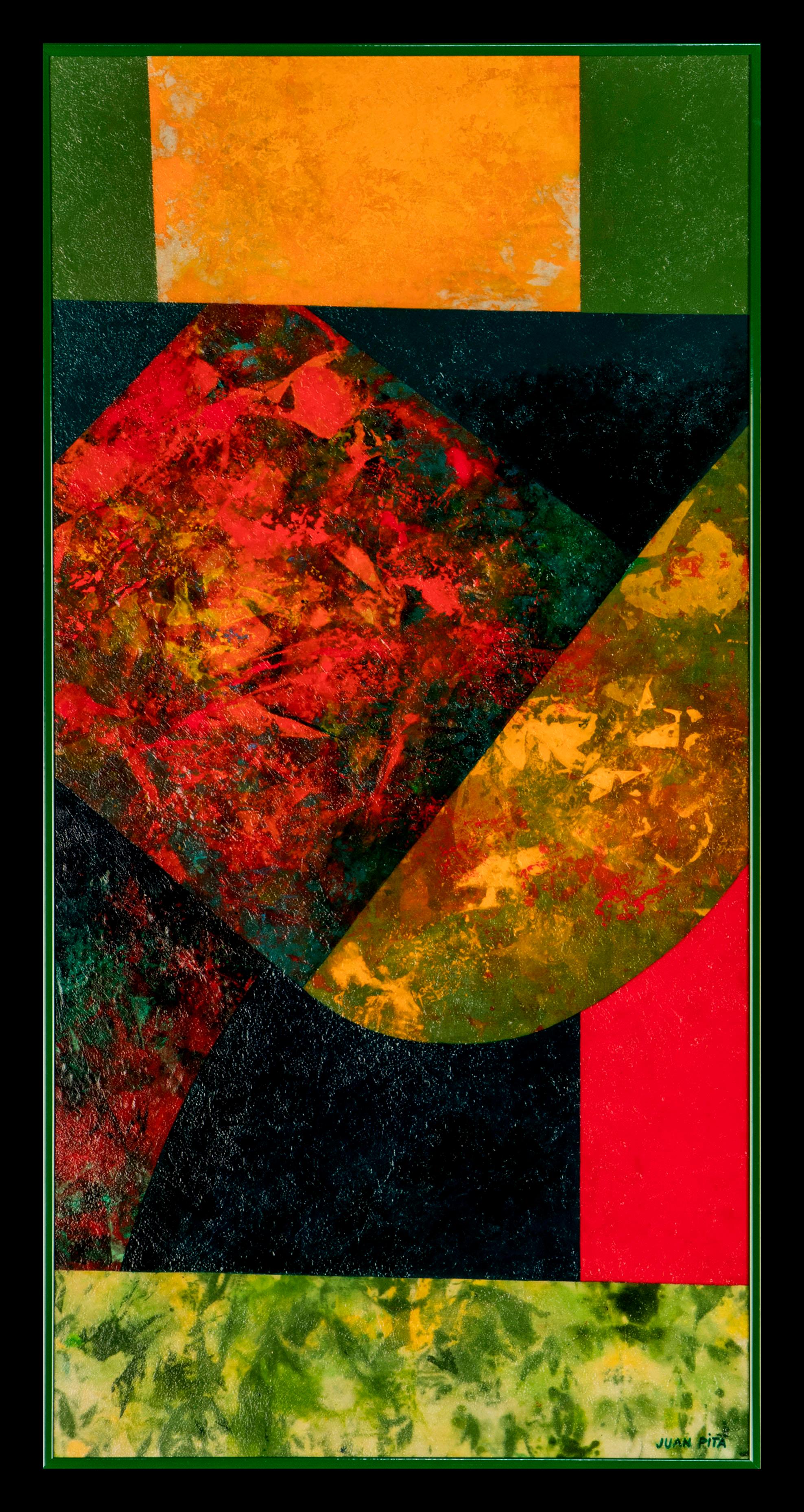 Juan Pita Abstract Painting - Texcollage (M10). Colorful abstract geometric painting