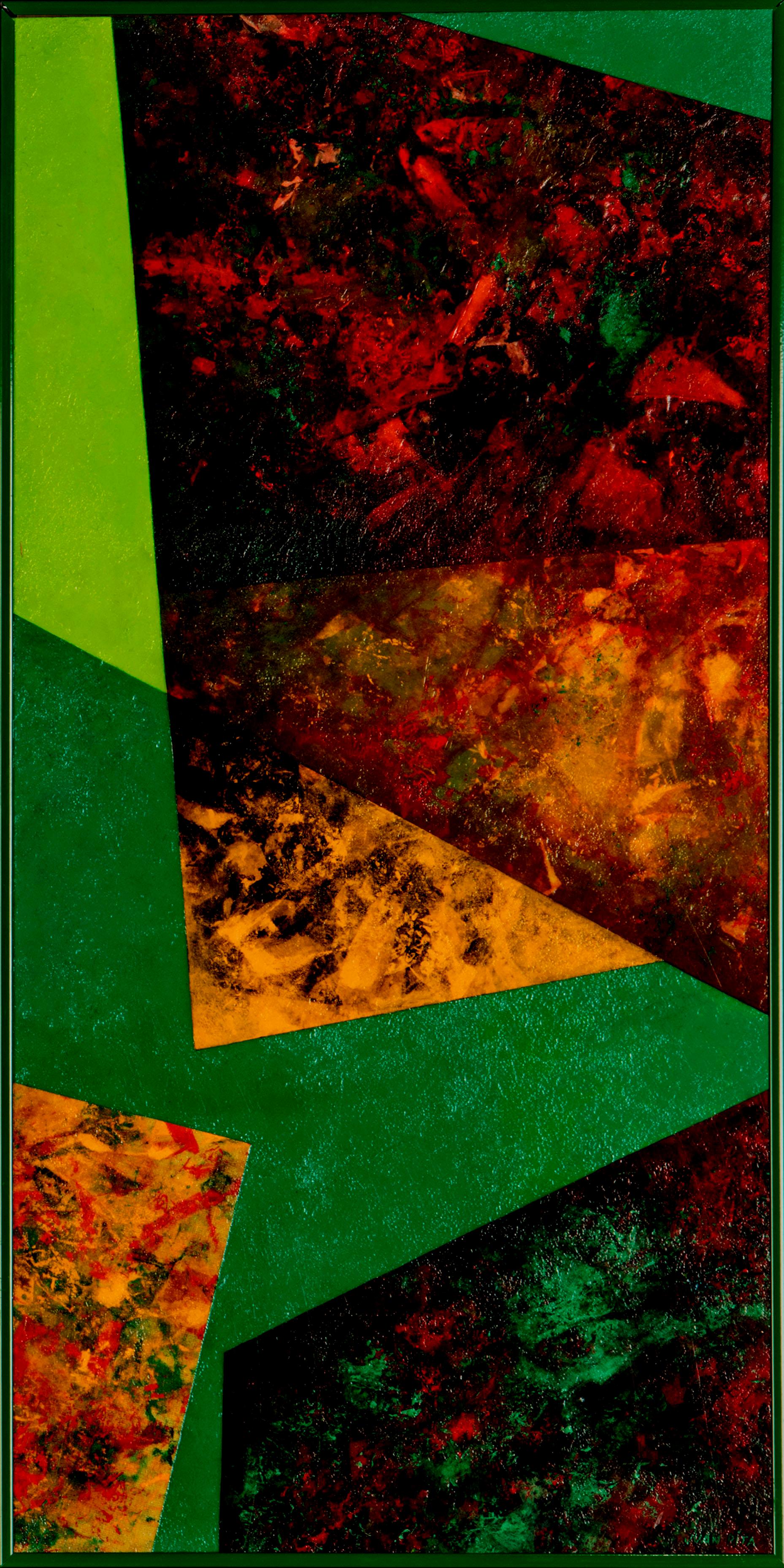 Texcollage (M11). Buntes abstraktes geometrisches Gemälde