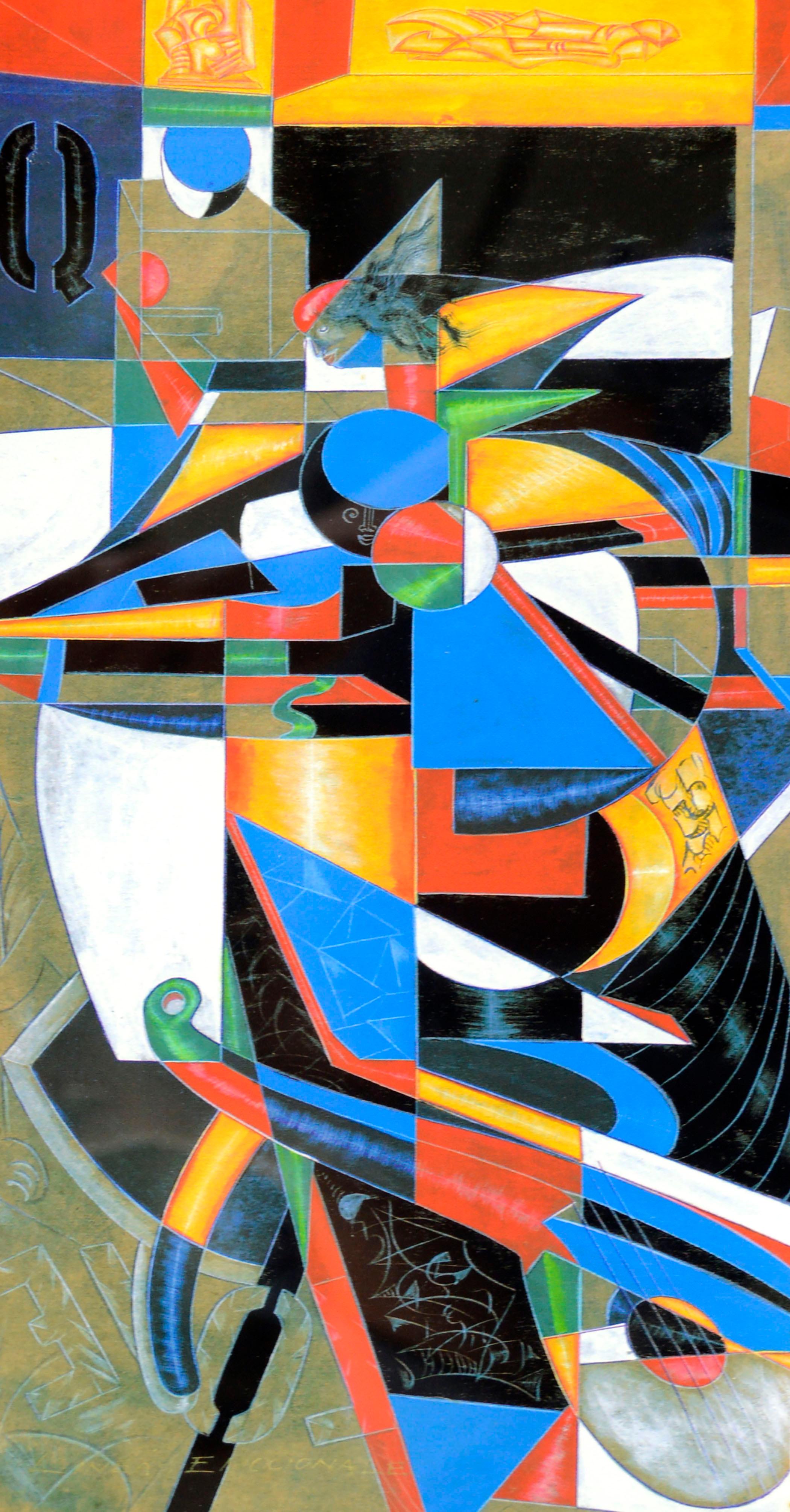 Modern Cubist Abstract in Primary Colors, A/P  by Juan Quevedo 2