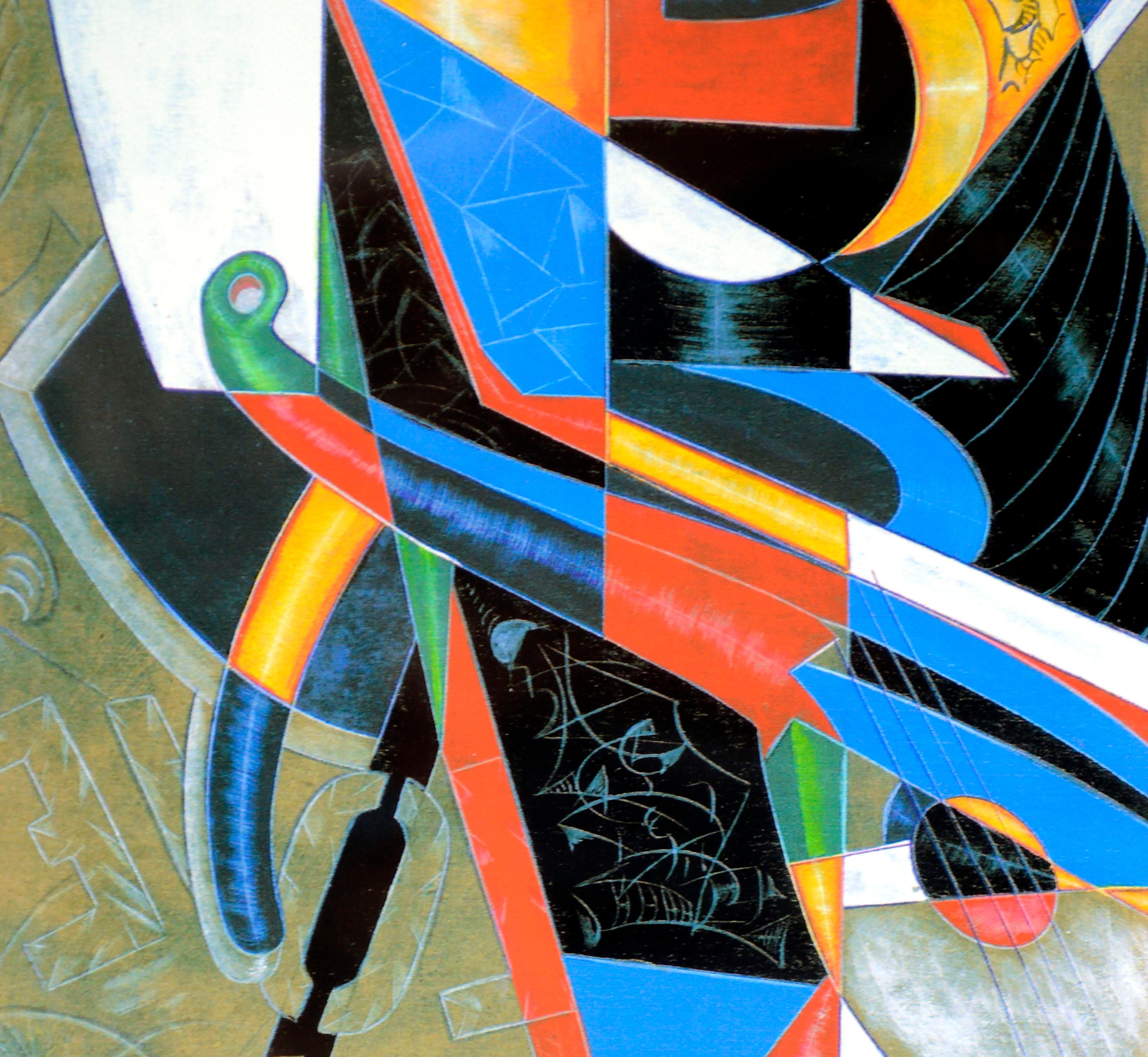 Modern Cubist Abstract in Primary Colors, A/P  by Juan Quevedo 3