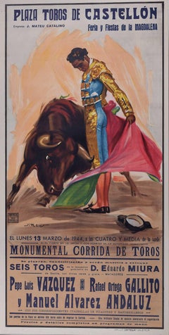 Bullfighting Poster - Castellón 13 March 1944
