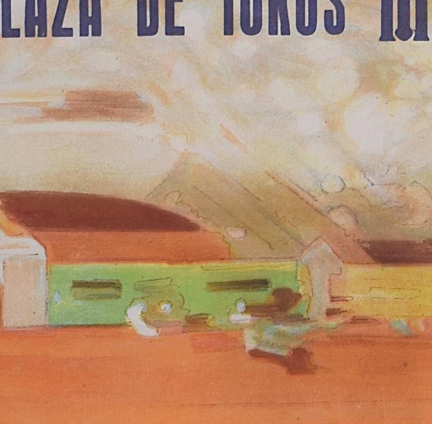 Bullfighting Poster with Antonio Benvenida- Barcelona 24 May 1942 - Black Print by Juan Reus 
