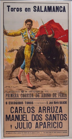 Bullfighting Poster with Carlos Arruza- Salamancar 12 September 1951