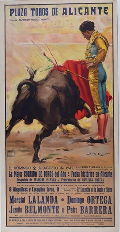 Poster della corrida con Juanito Belmont - Alicante, 2 agosto 1942